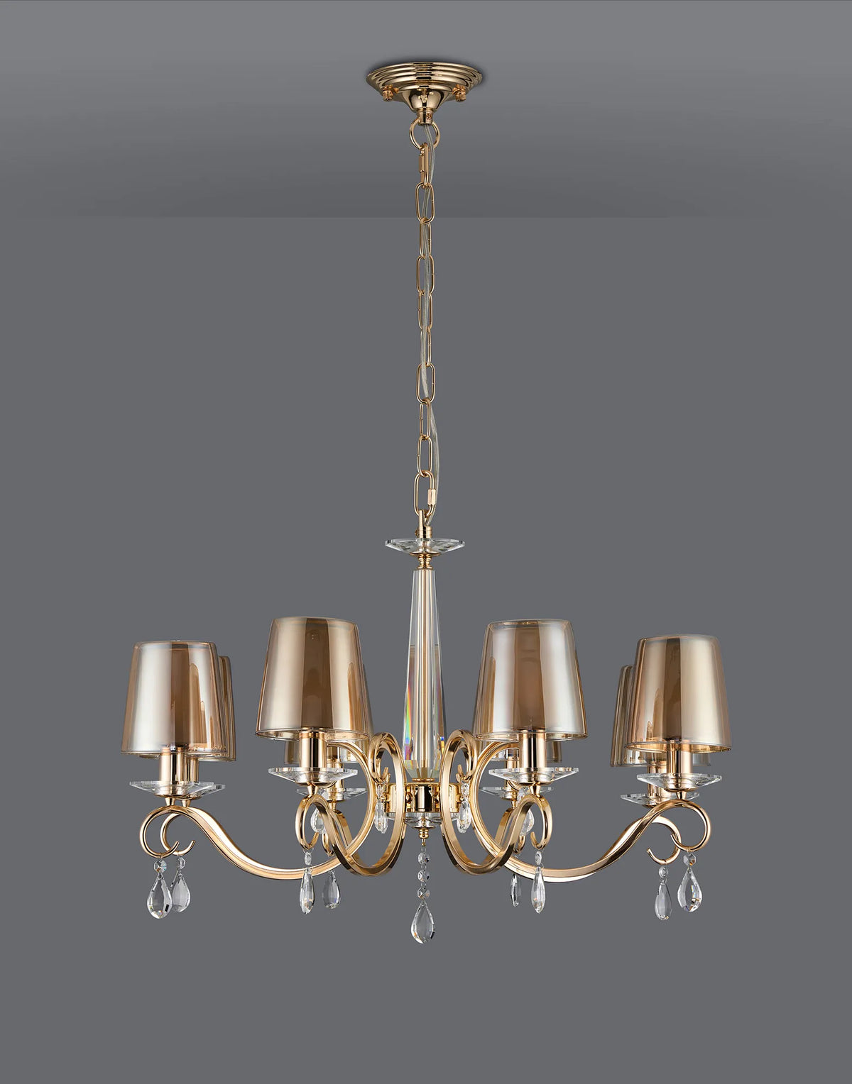 Gracey 4/6/8Lt Chandelier- Various Finishes with Glass Shades