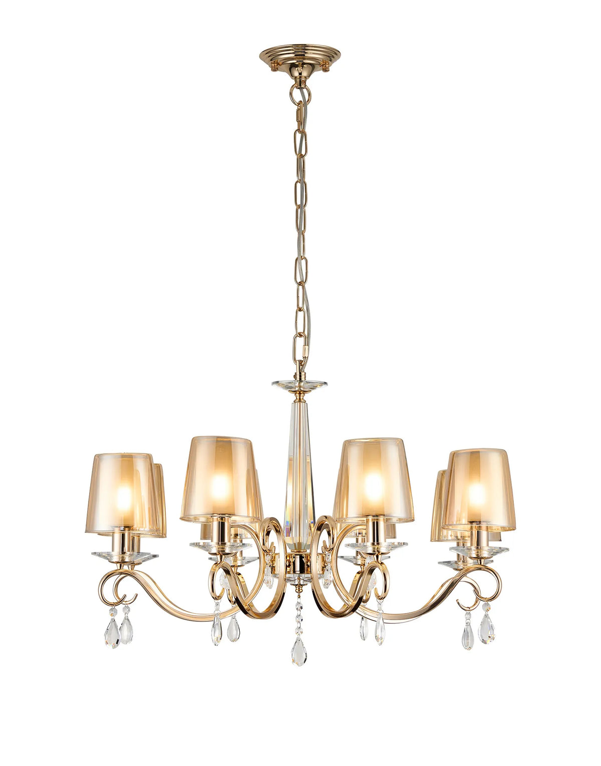 Gracey 4/6/8Lt Chandelier- Various Finishes with Glass Shades