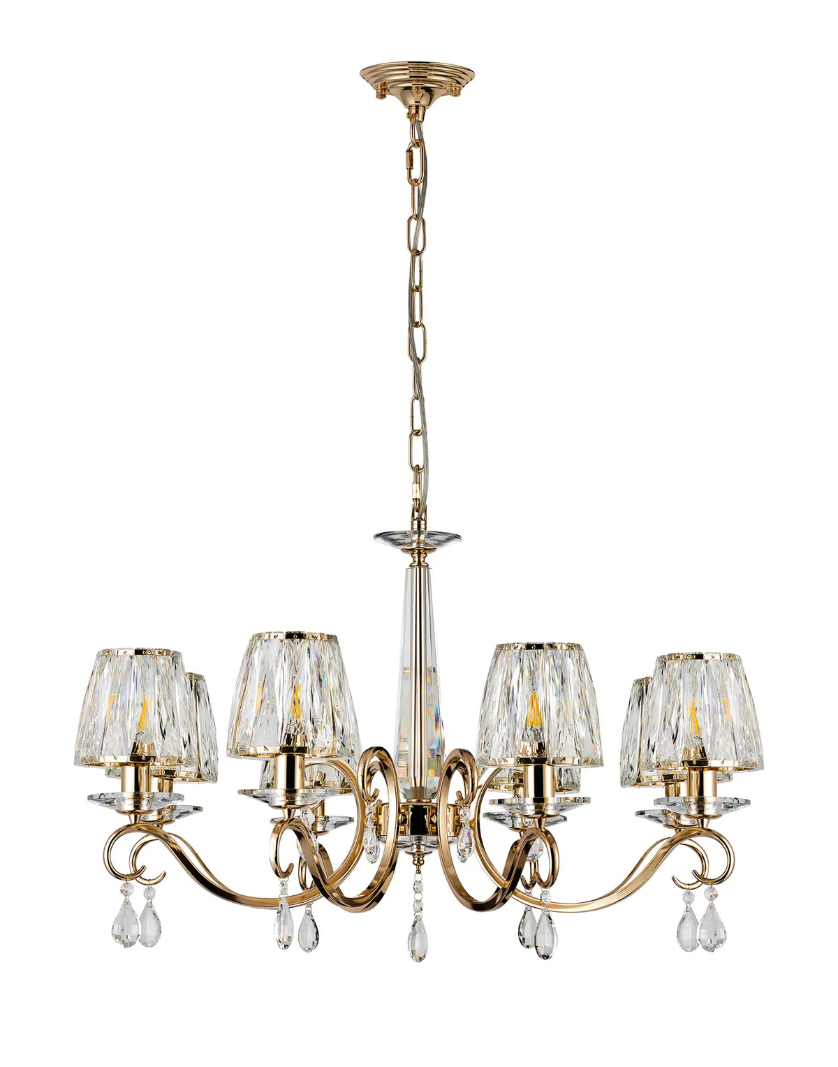 Gracey 4/6/8Lt Crystal Chandeliers- Various Finishes w Crystal Shades