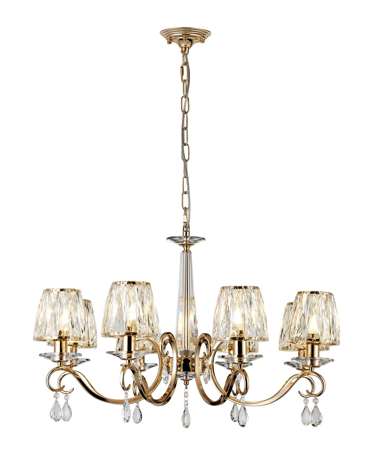 Gracey 4/6/8Lt Crystal Chandeliers- Various Finishes w Crystal Shades