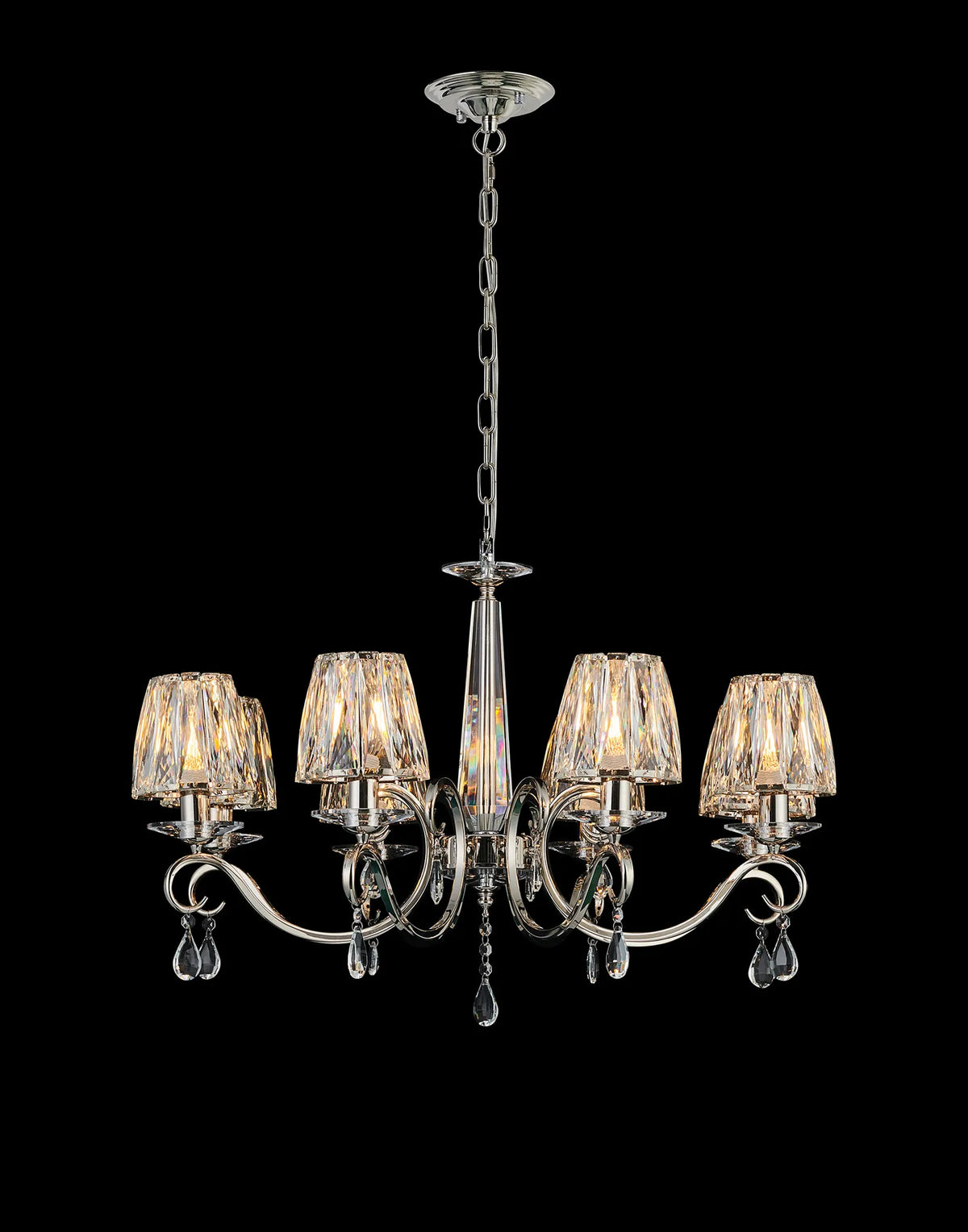 Gracey 4/6/8Lt Crystal Chandeliers- Various Finishes w Crystal Shades