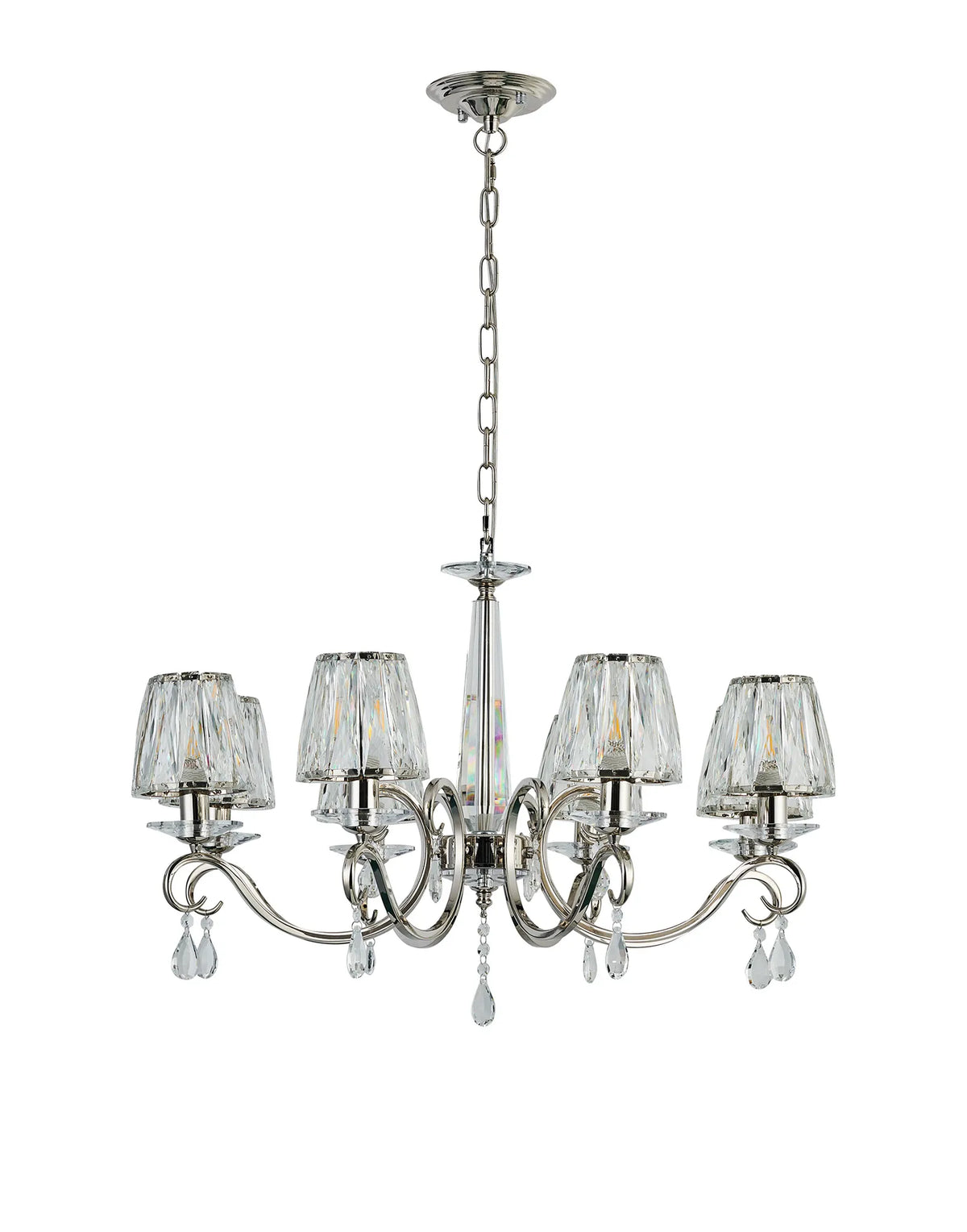 Gracey 4/6/8Lt Crystal Chandeliers- Various Finishes w Crystal Shades