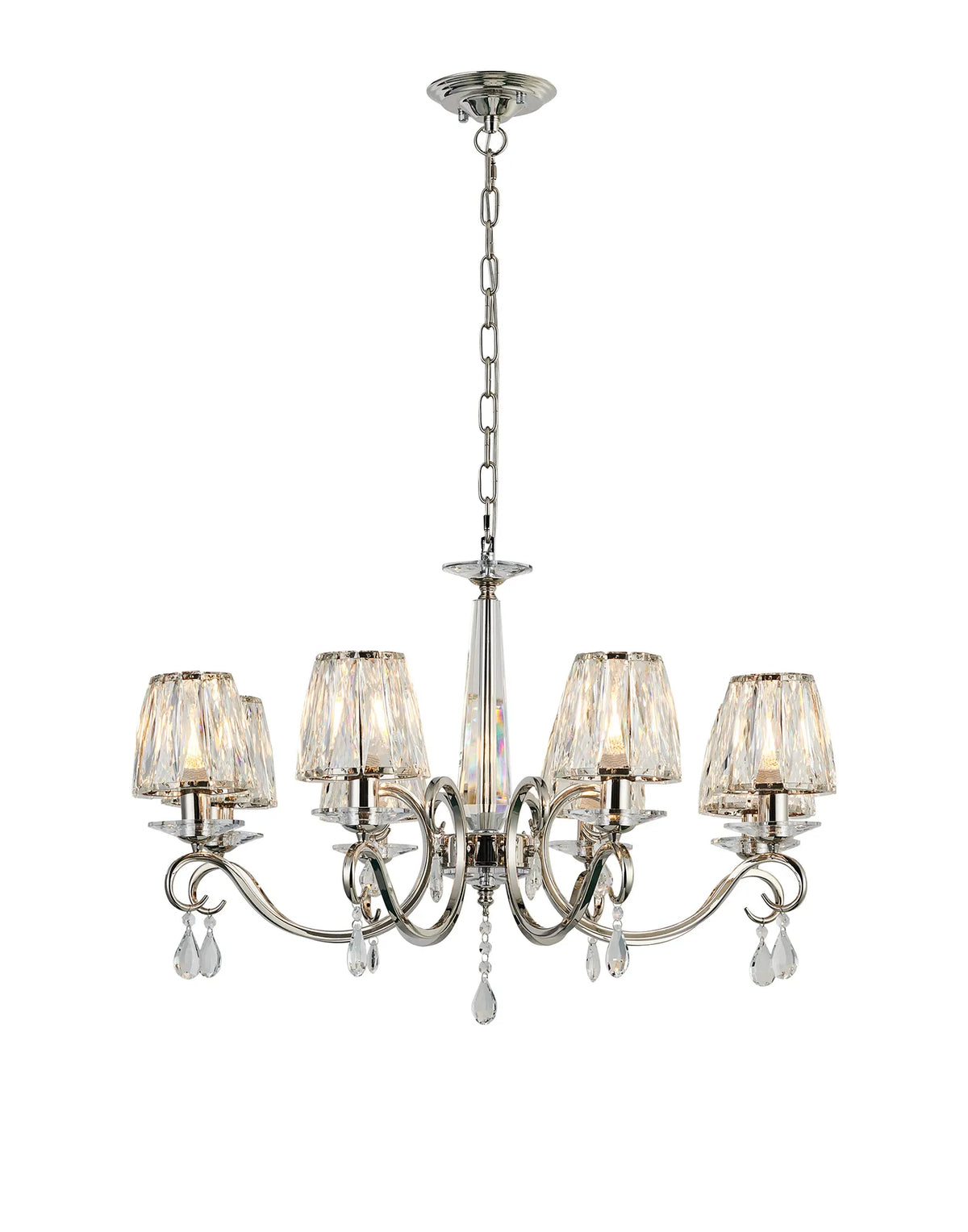 Gracey 4/6/8Lt Crystal Chandeliers- Various Finishes w Crystal Shades