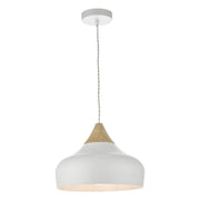 Dar Gaucho 1 Light Pendant White - Cusack Lighting