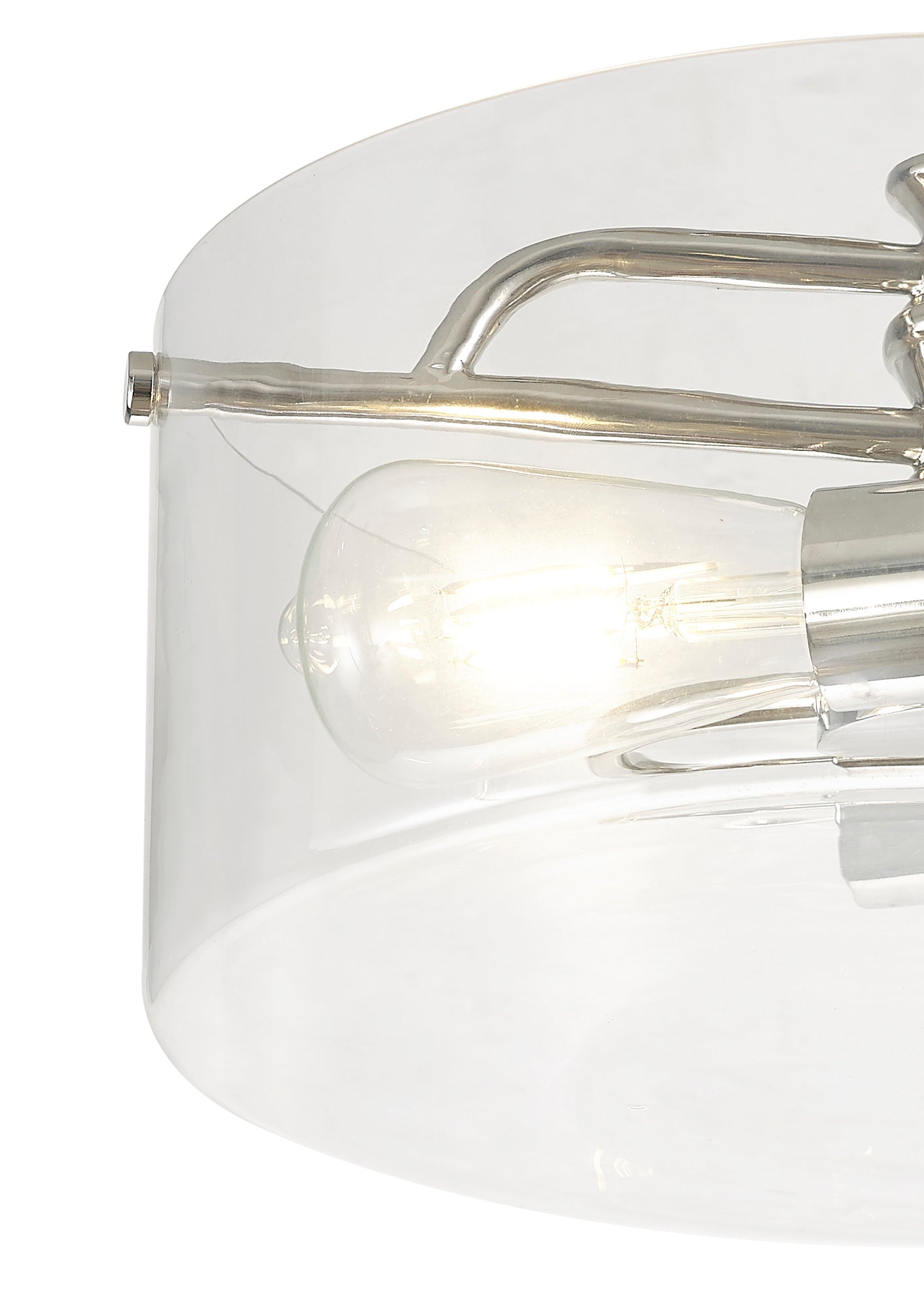 Genoa Semi Flush Ceiling Light, 2 Light E27, In Various Finishes &  Clear Glass