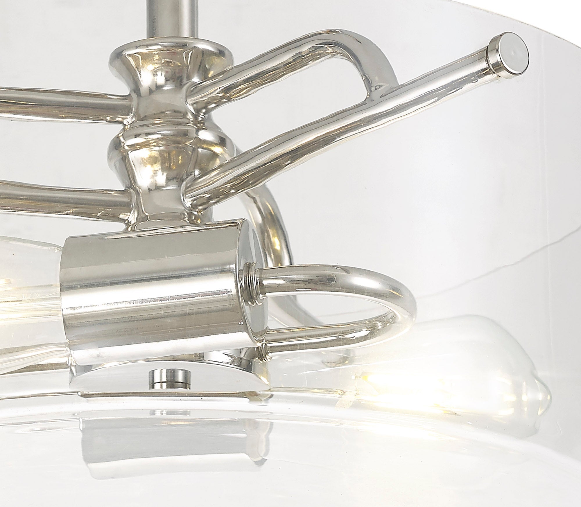 Genoa Semi Flush Ceiling Light, 2 Light E27, In Various Finishes &  Clear Glass
