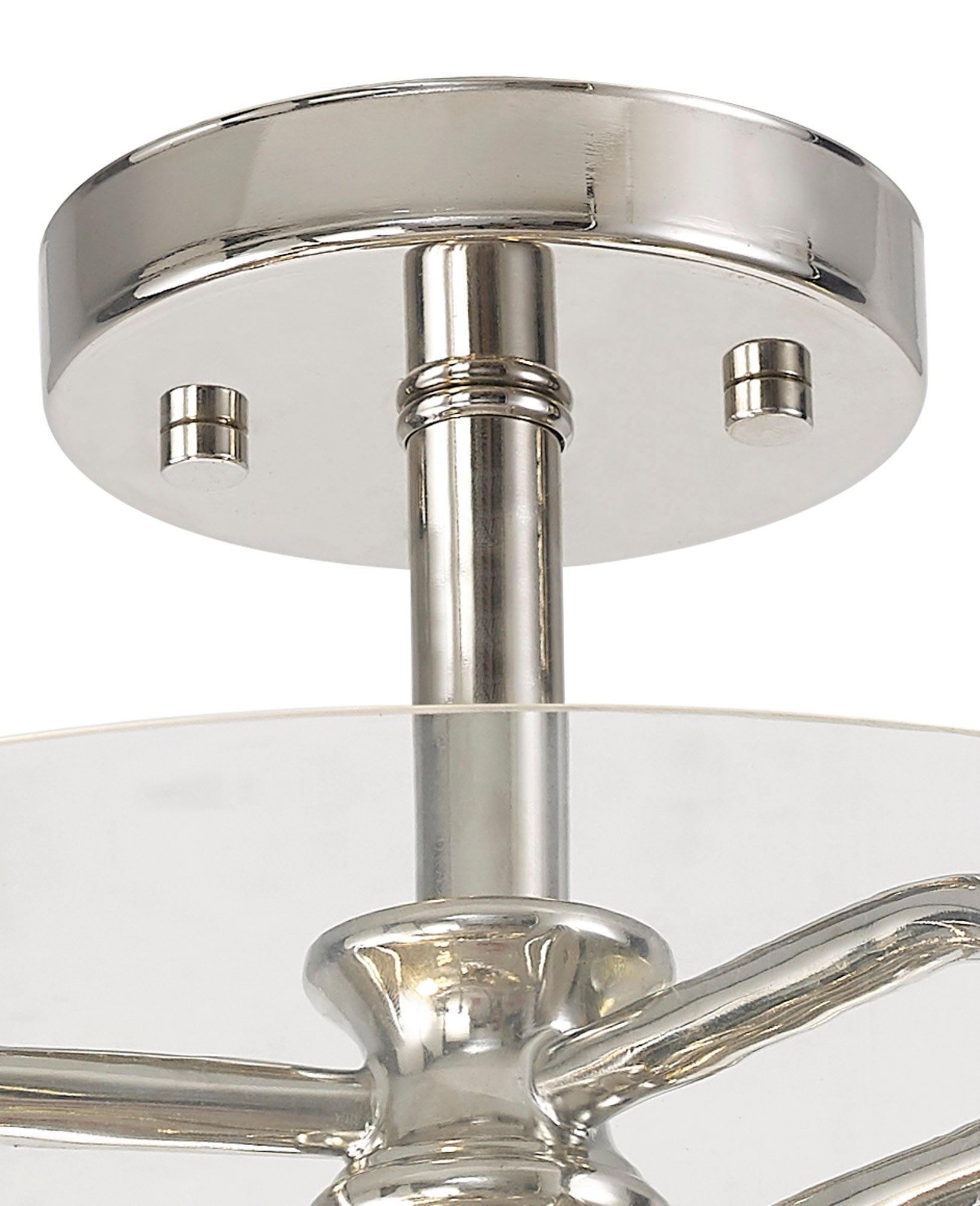 Genoa Semi Flush Ceiling Light, 2 Light E27, In Various Finishes &  Clear Glass