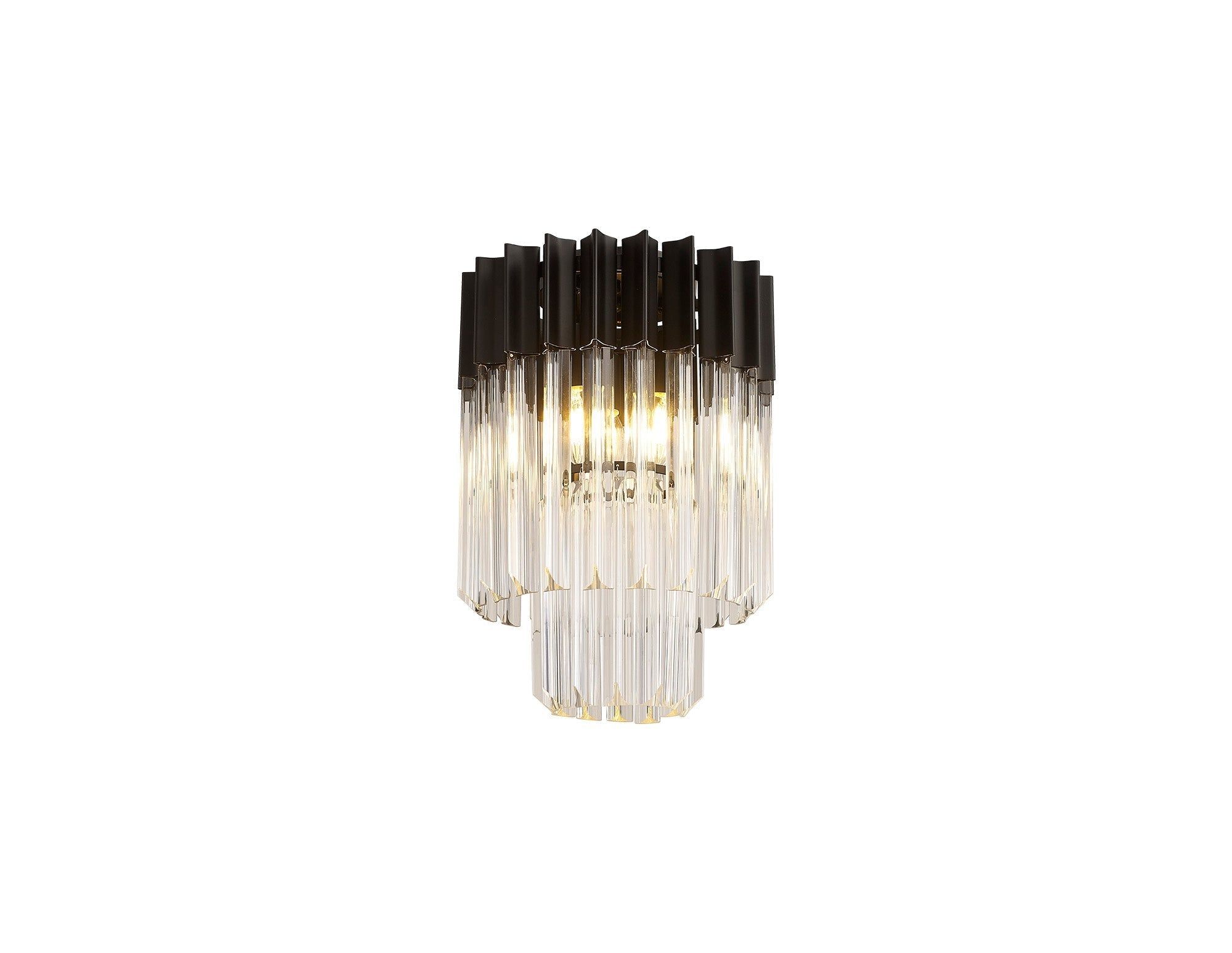 Georgia 3/5lt Round Crystal Flush Ceiling Light, Matt Black/Brass/Polished Nickel