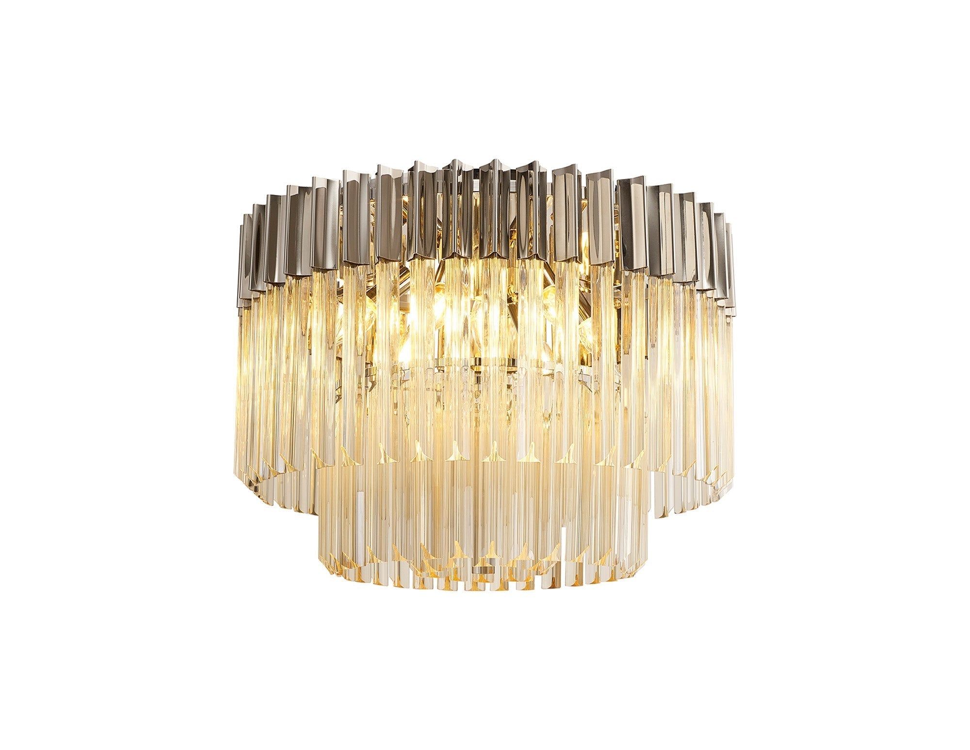 Georgia 7/12lt Round Crystal Flush Ceiling Light, Matt Black/Brass/Polished Nickel