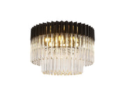 Georgia 7/12lt Round Crystal Flush Ceiling Light, Matt Black/Brass/Polished Nickel