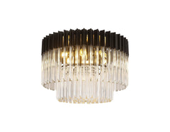 Georgia 7/12lt Round Crystal Flush Ceiling Light, Matt Black/Brass/Polished Nickel