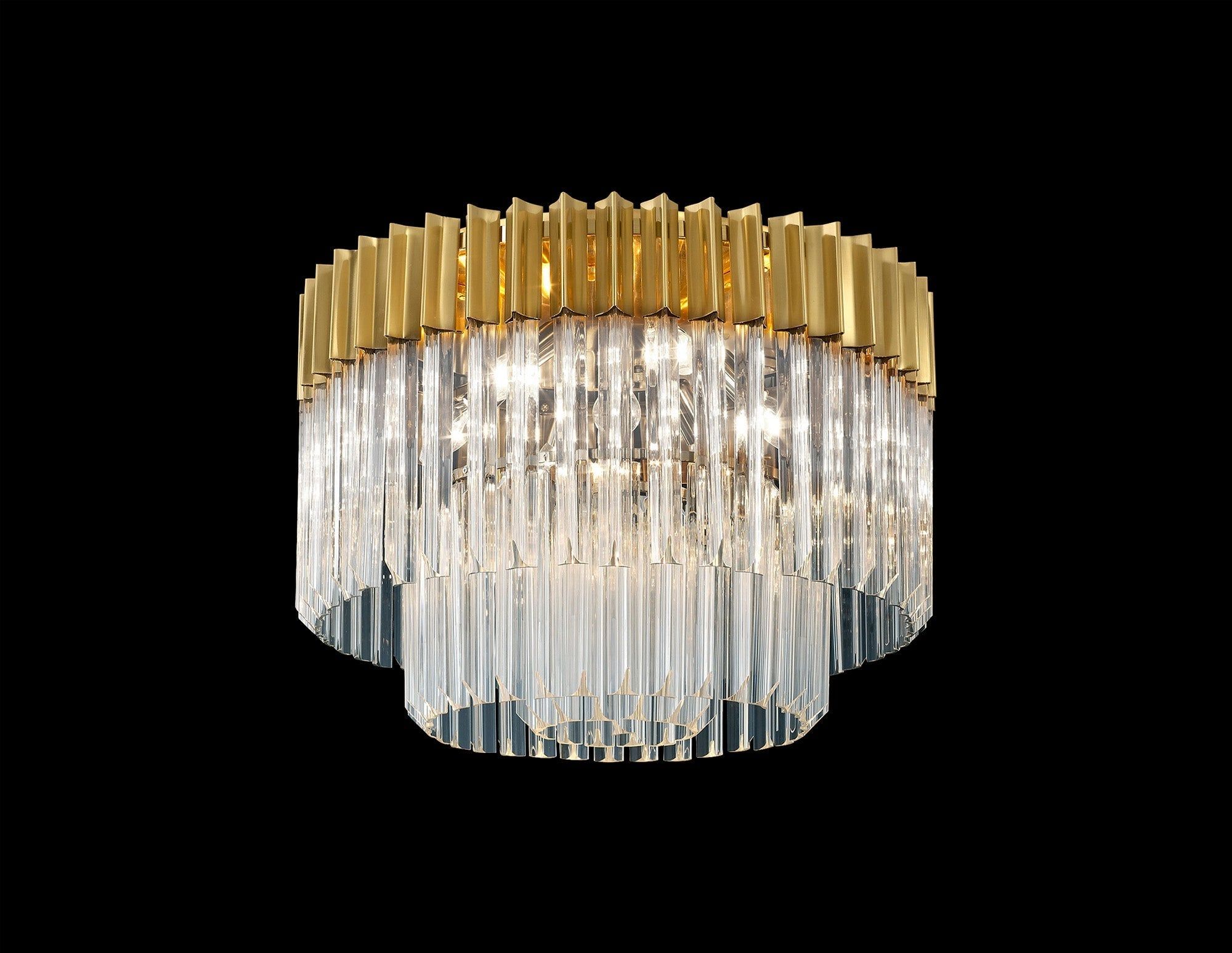 Georgia 7/12lt Round Flush Ceiling Light, Brass/Clear or Polished Nickel/Clear - Cusack Lighting