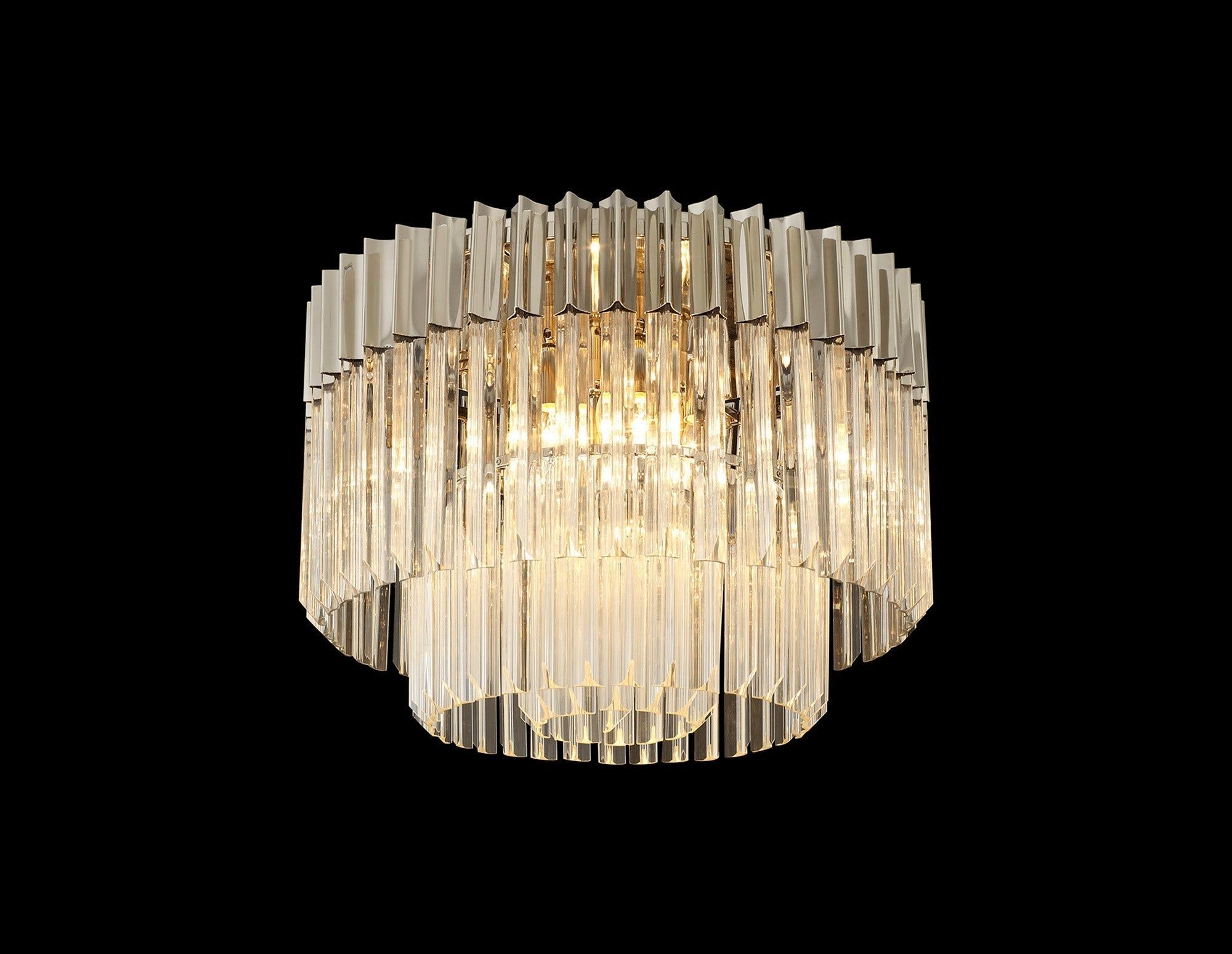 Georgia 7/12lt Round Flush Ceiling Light, Brass/Clear or Polished Nickel/Clear - Cusack Lighting