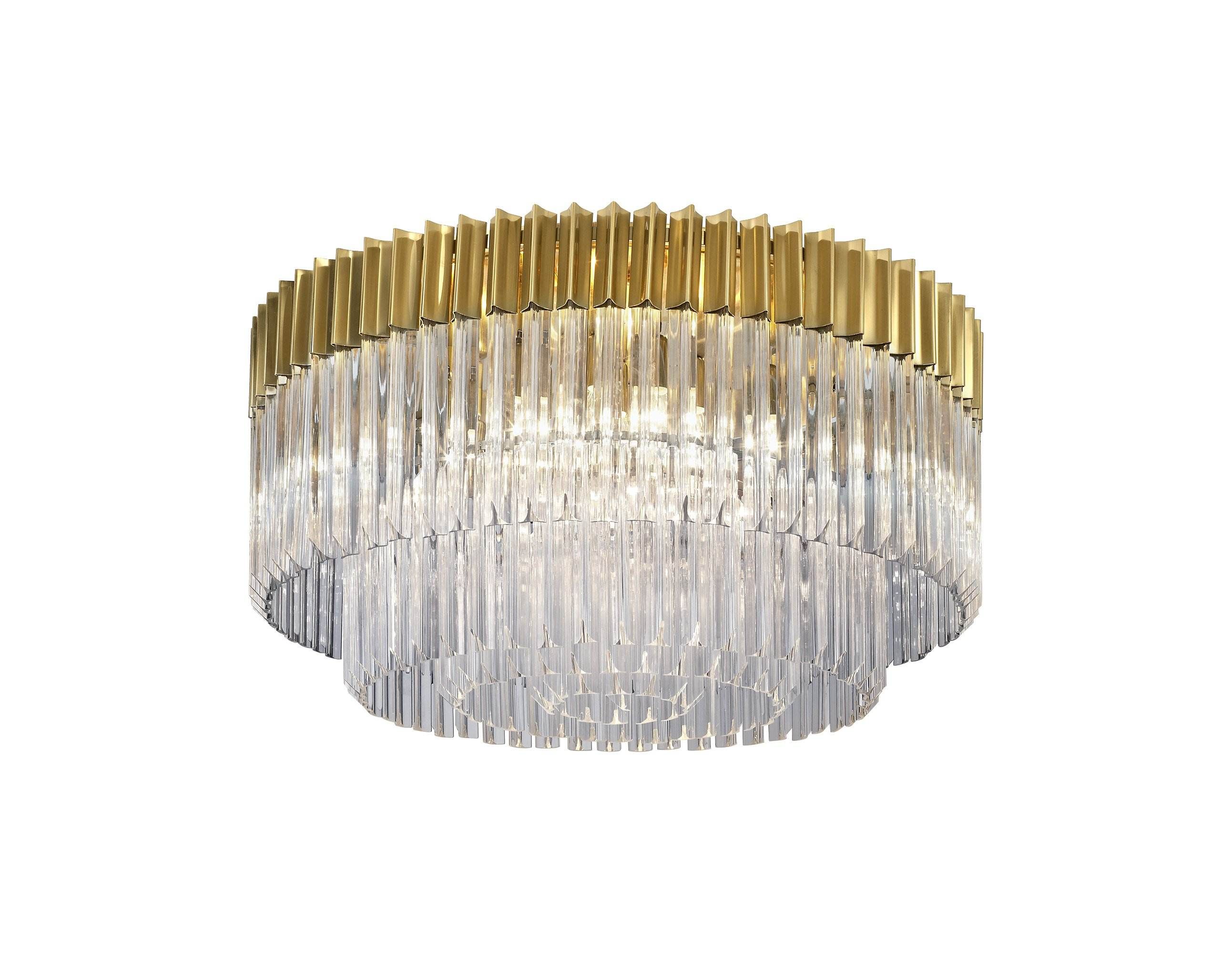 Georgia 7/12lt Round Crystal Flush Ceiling Light, Matt Black/Brass/Polished Nickel