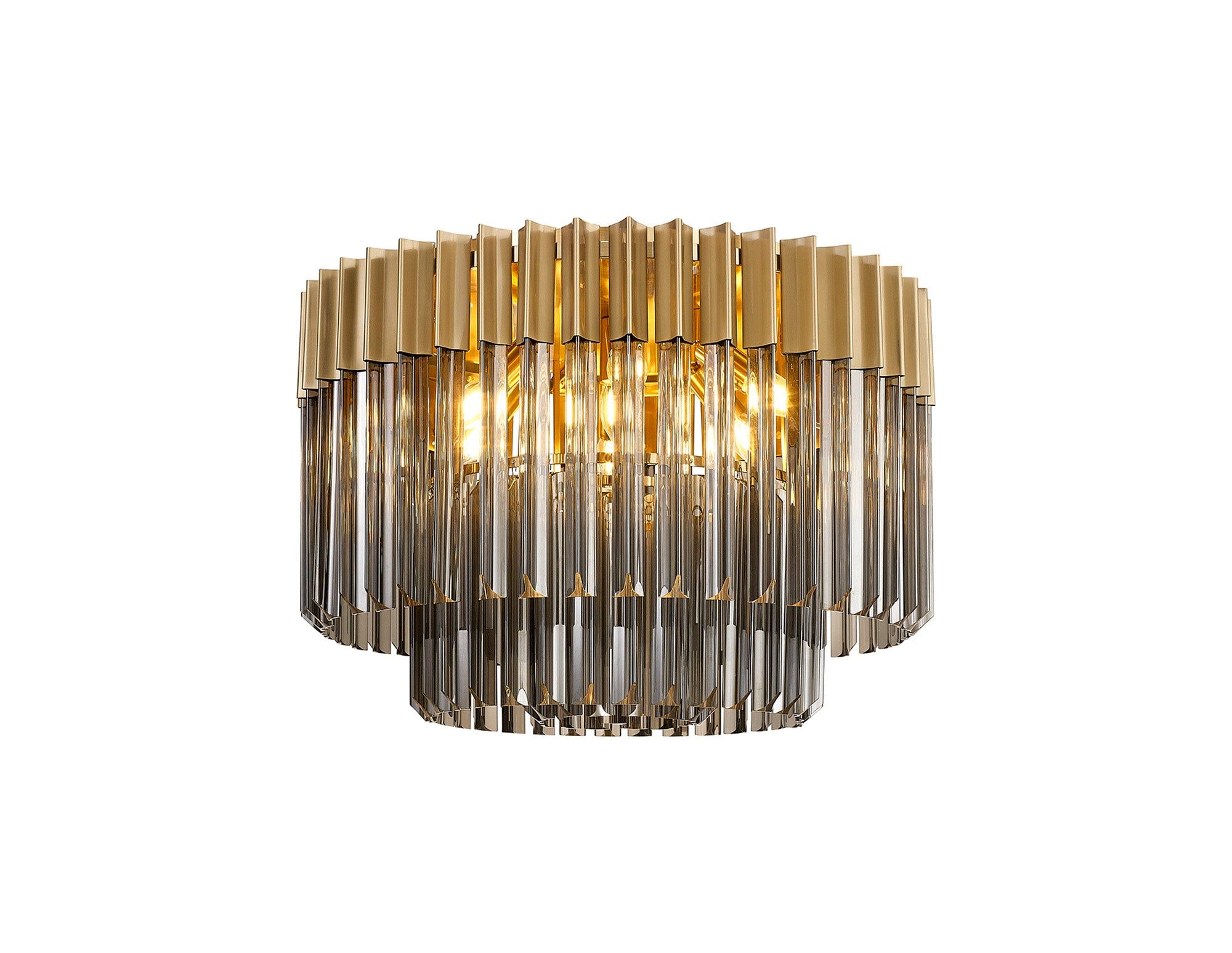 Georgia 7/12lt Round Crystal Flush Ceiling Light, Matt Black/Brass/Polished Nickel