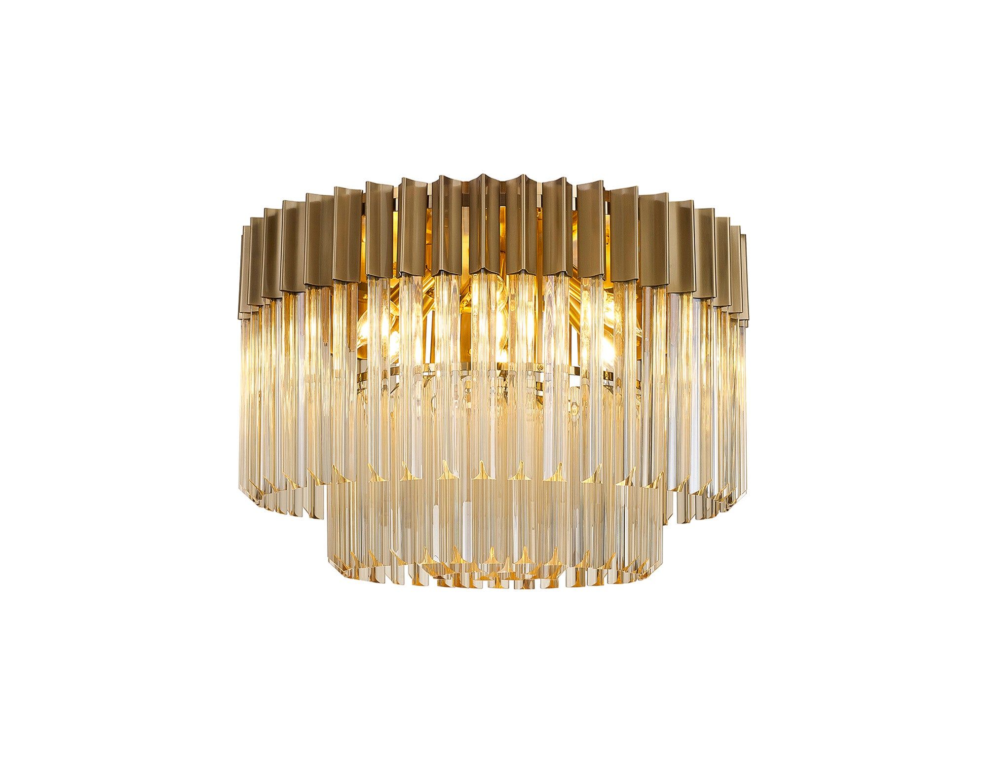 Georgia 7/12lt Round Crystal Flush Ceiling Light, Matt Black/Brass/Polished Nickel