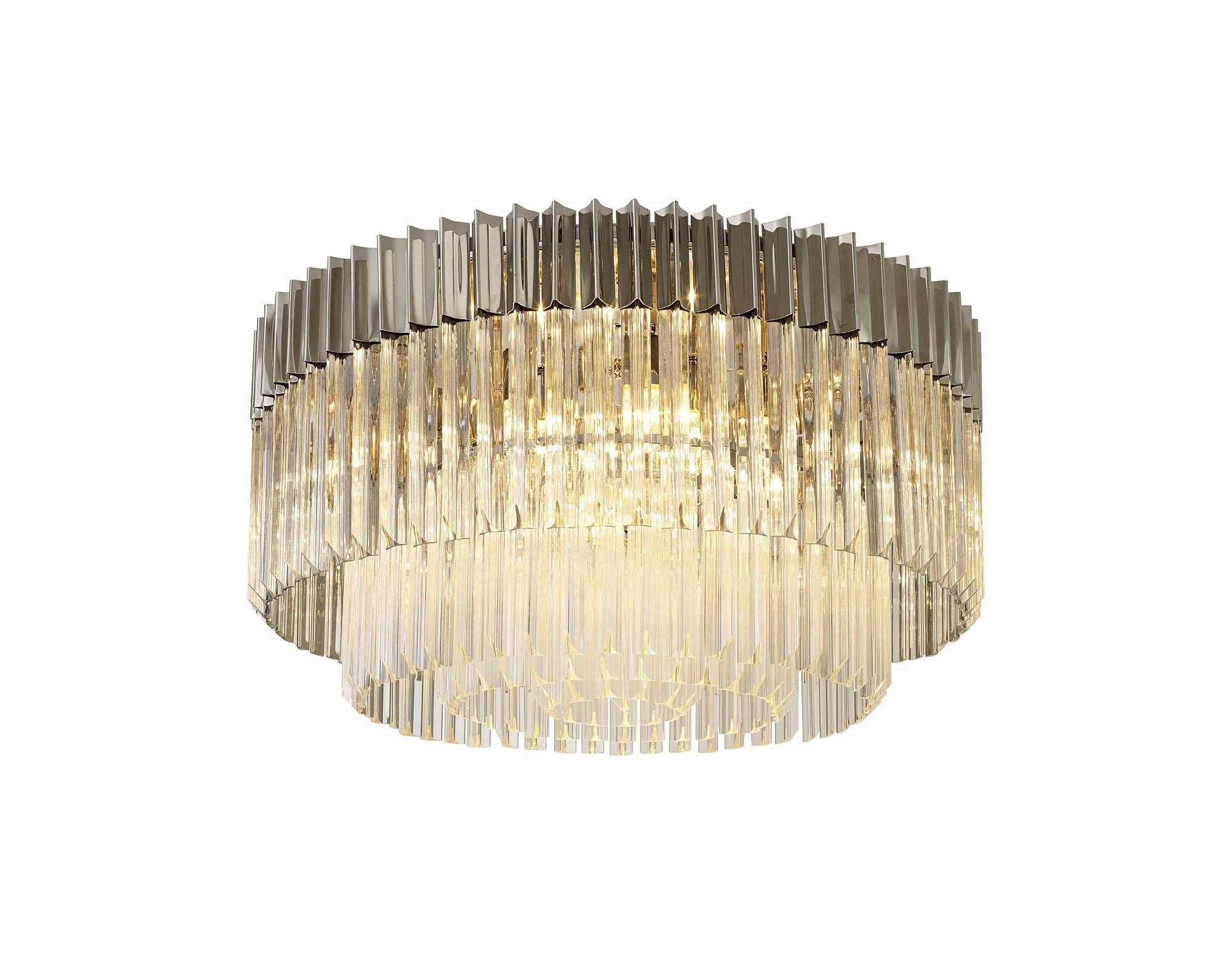 Georgia 7/12lt Round Crystal Flush Ceiling Light, Matt Black/Brass/Polished Nickel