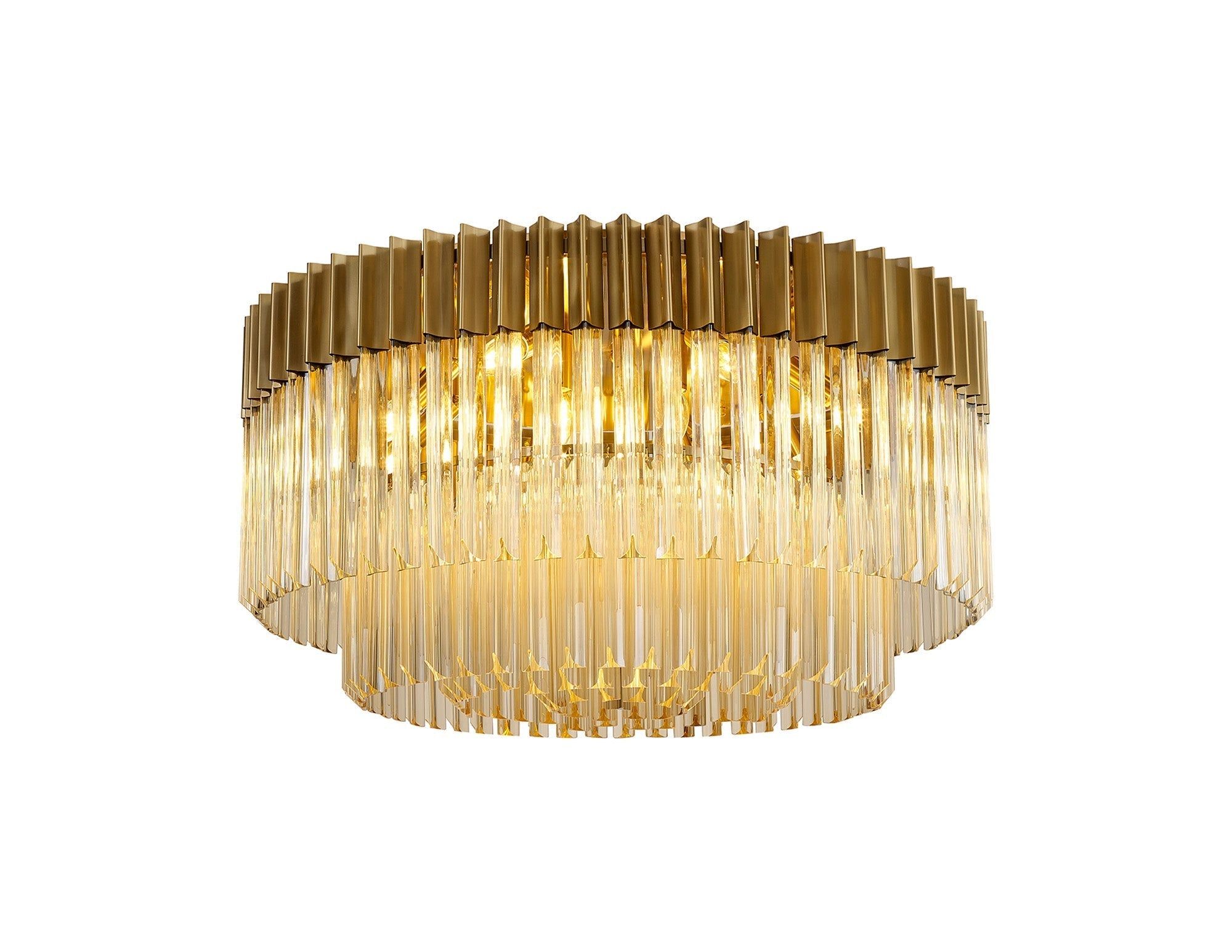 Georgia 7/12lt Round Crystal Flush Ceiling Light, Matt Black/Brass/Polished Nickel