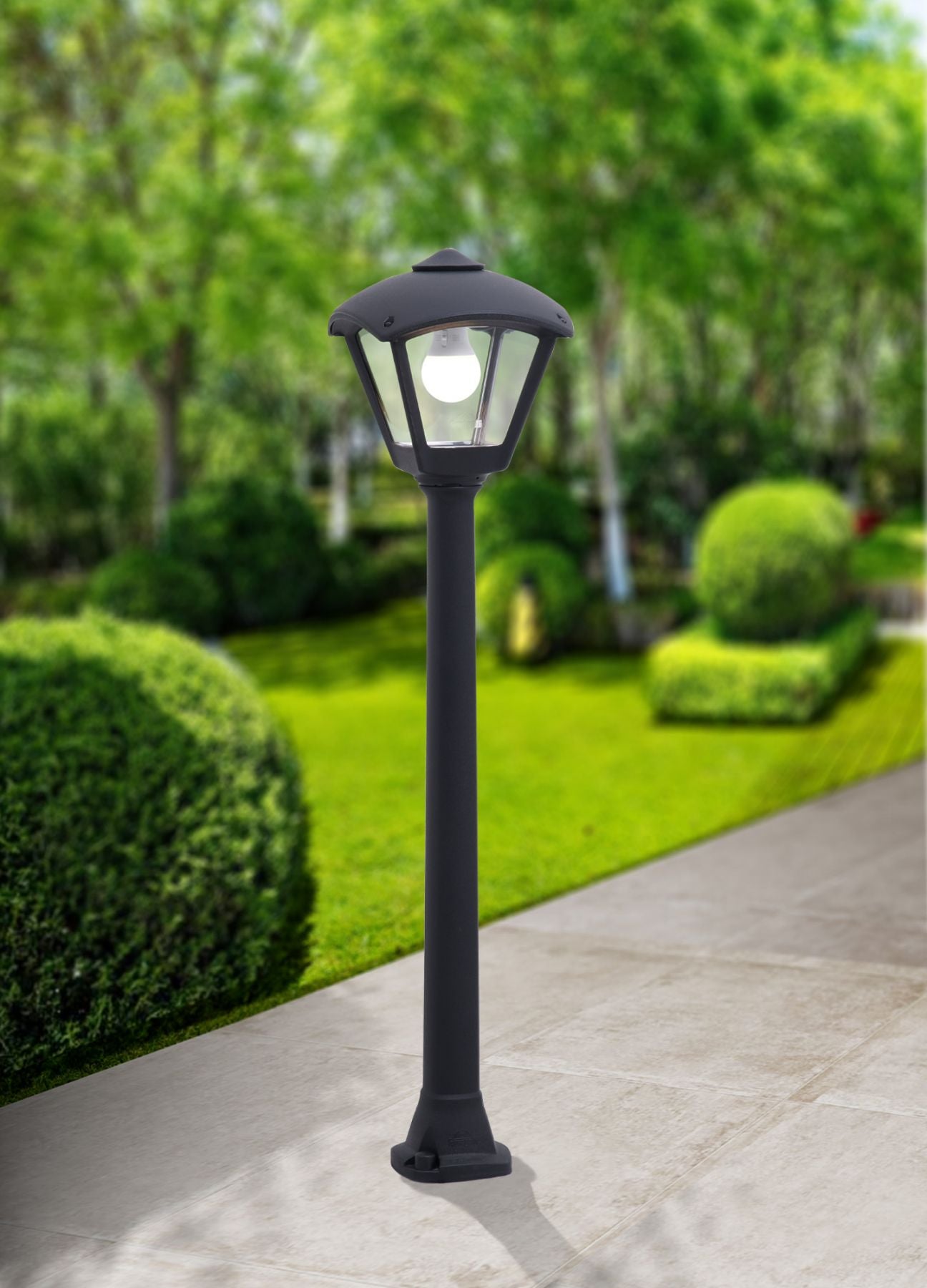 Giaffa Dario 8.5W CCT Post Light- Grey/ Black Finish