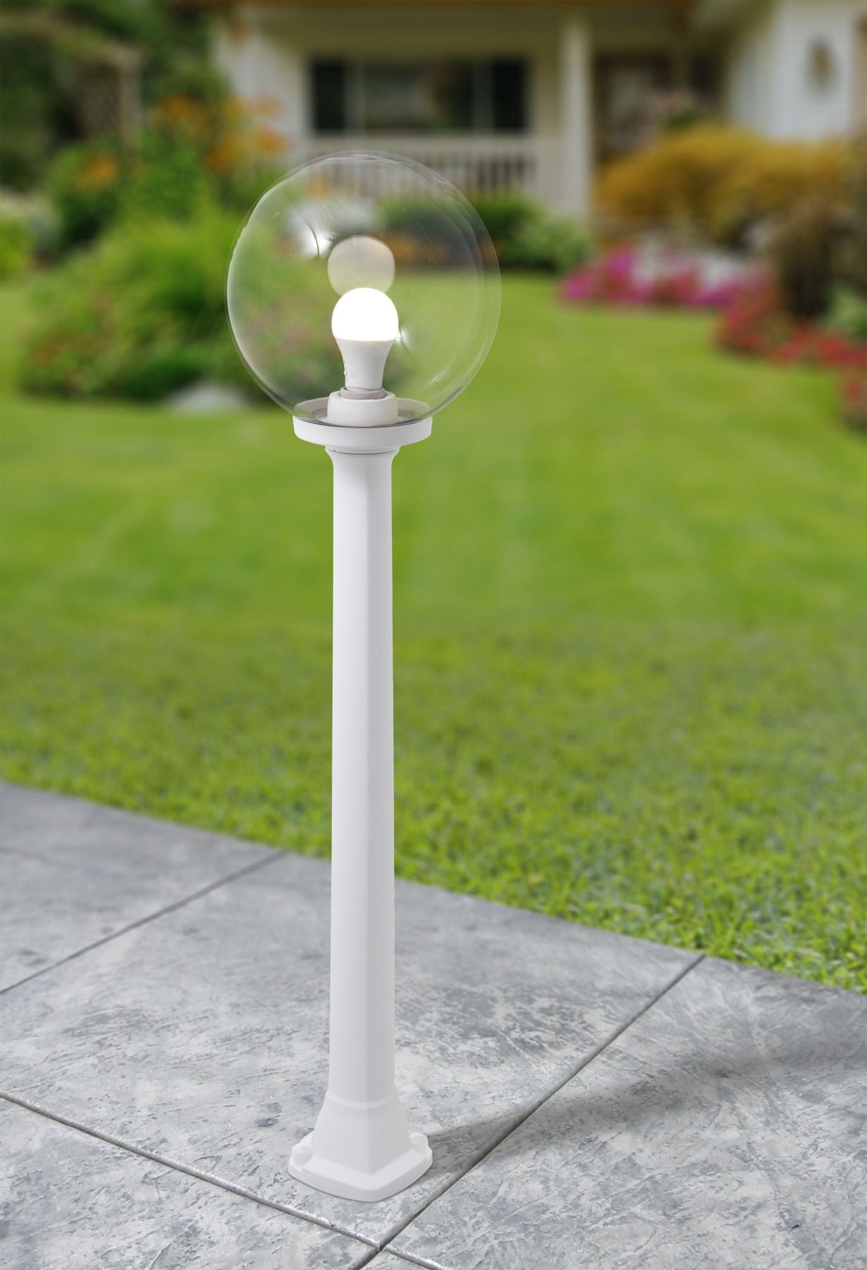 Giaffa G250 Opal/Clear Glass Post Light IP55 - Black/Grey