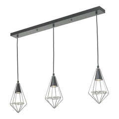 Dar Gianni 3 Light Fitting Black, Polished Chrome & Glass - Cusack Lighting