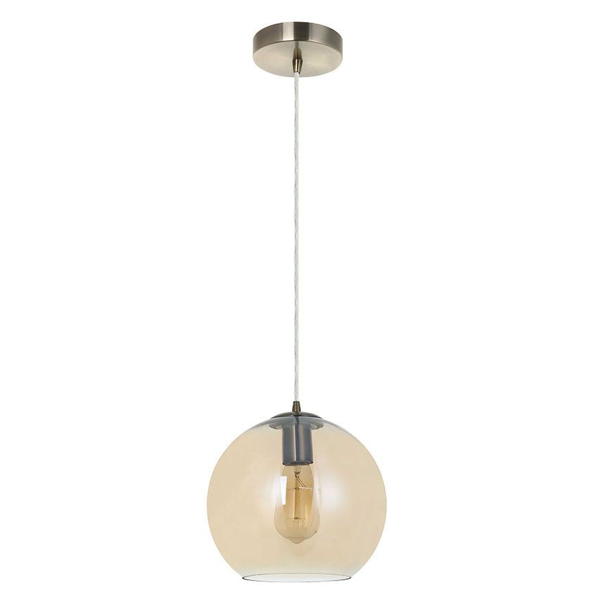 Globe Small Pendant Light - Amber Finish.