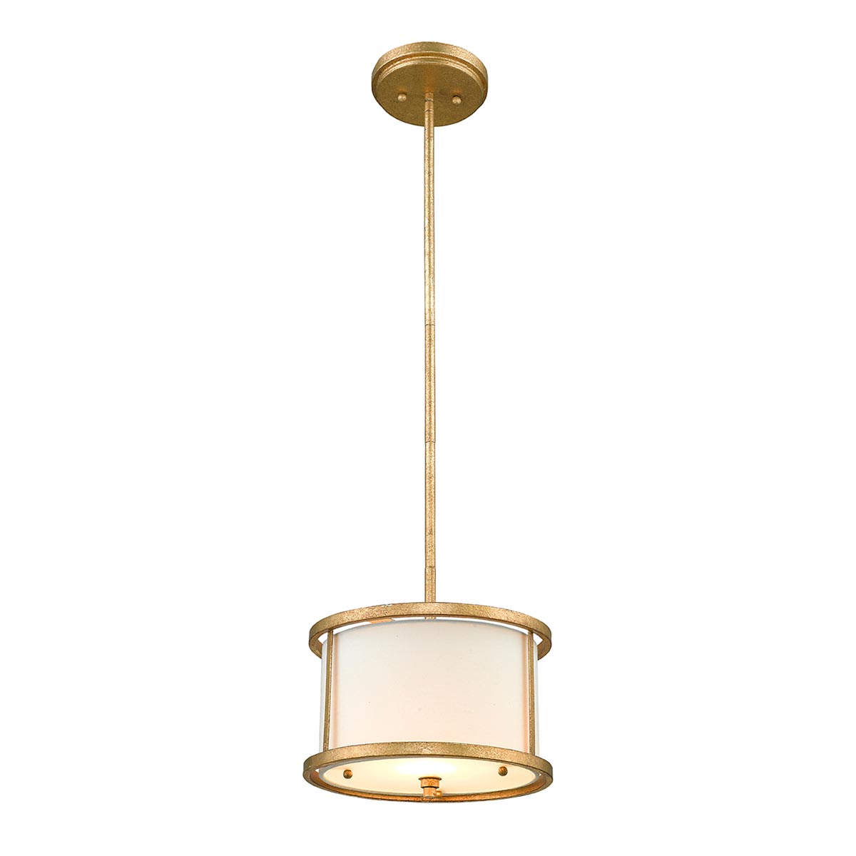 Lemuria 1 Light Duo-Mount Mini Pendant - Distressed Gold, Ivory Shade E27