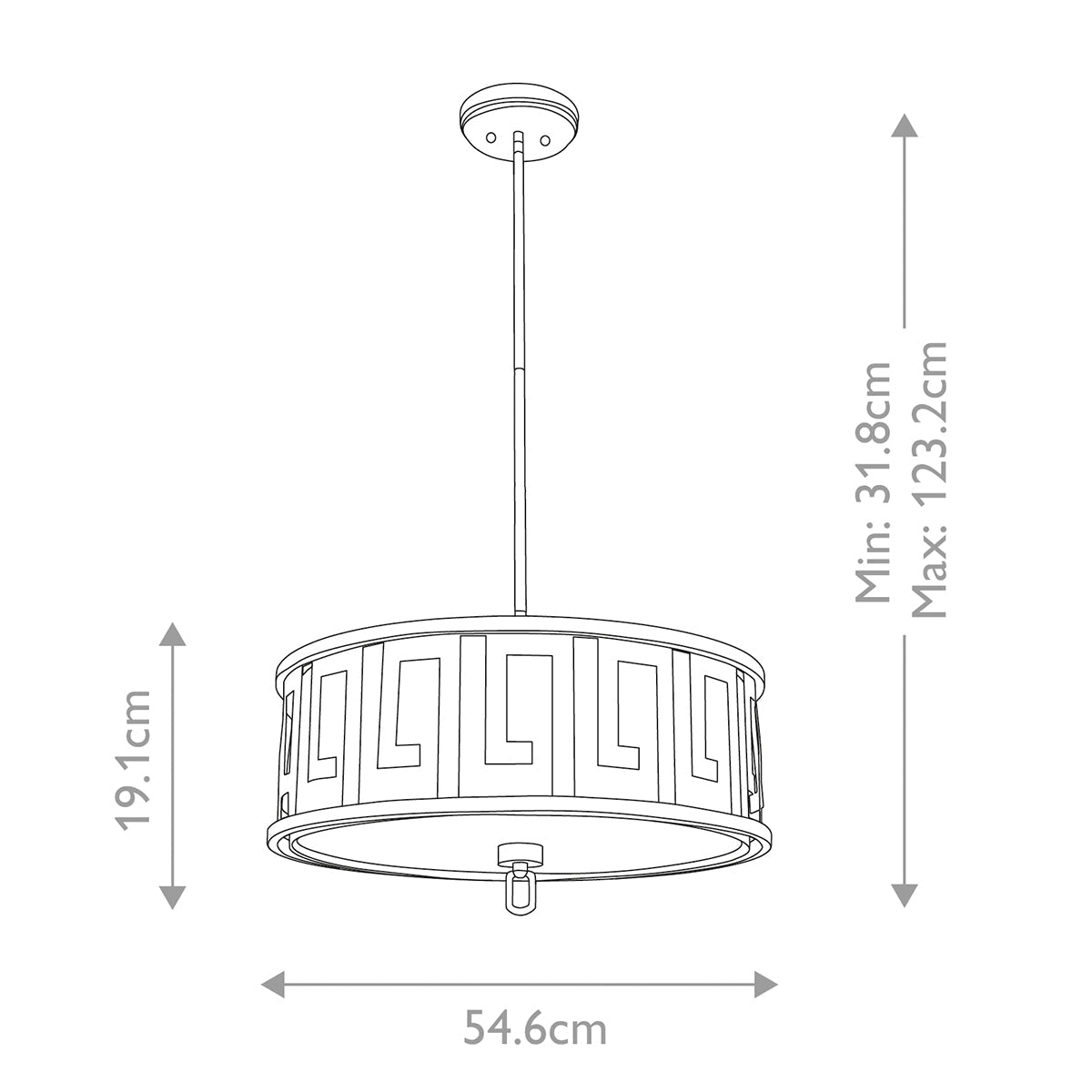 Lemuria 2/3Lt Pendant - Distressed Gold, Ivory Shade E27