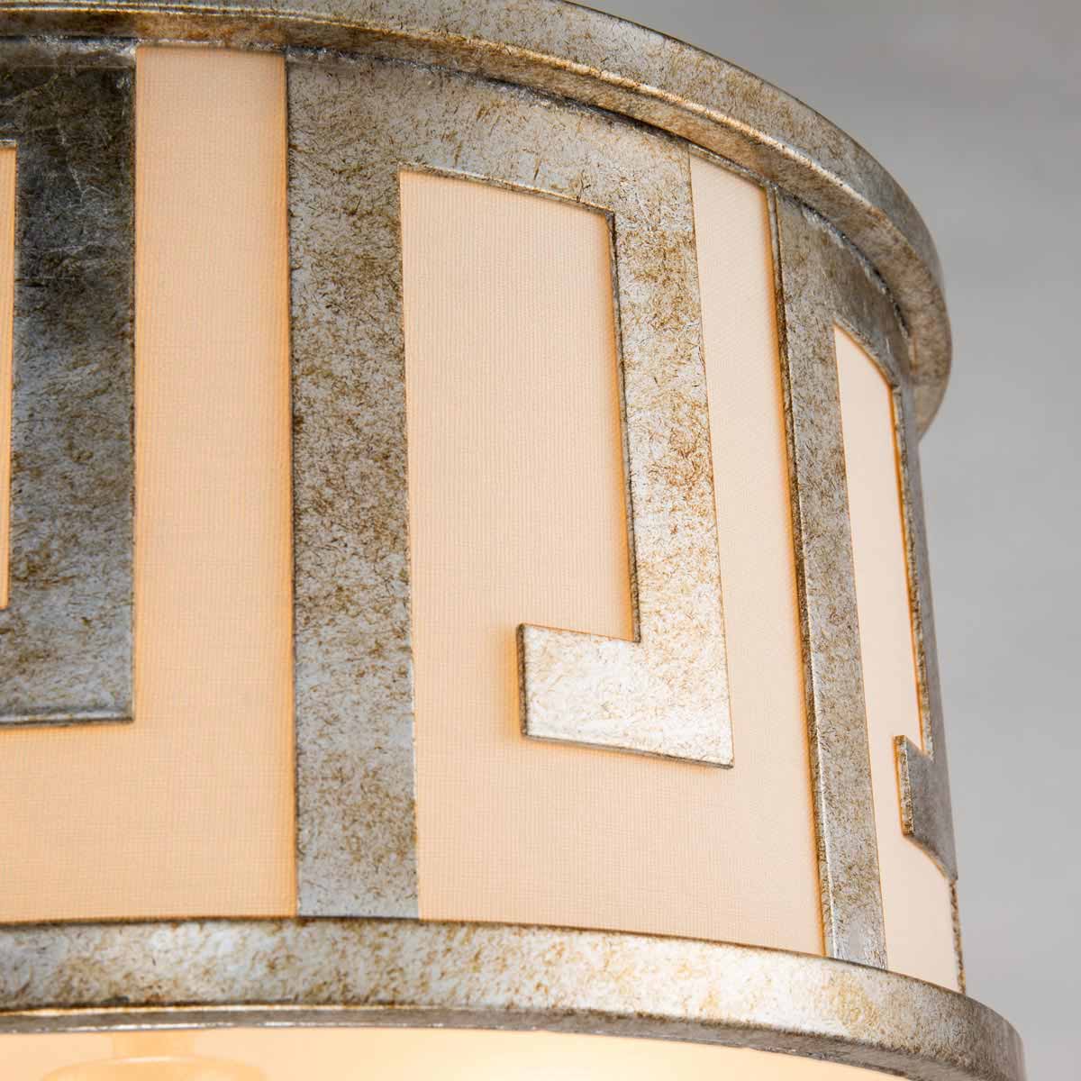 Lemuria 2/3Lt Pendant - Distressed Gold, Ivory Shade E27