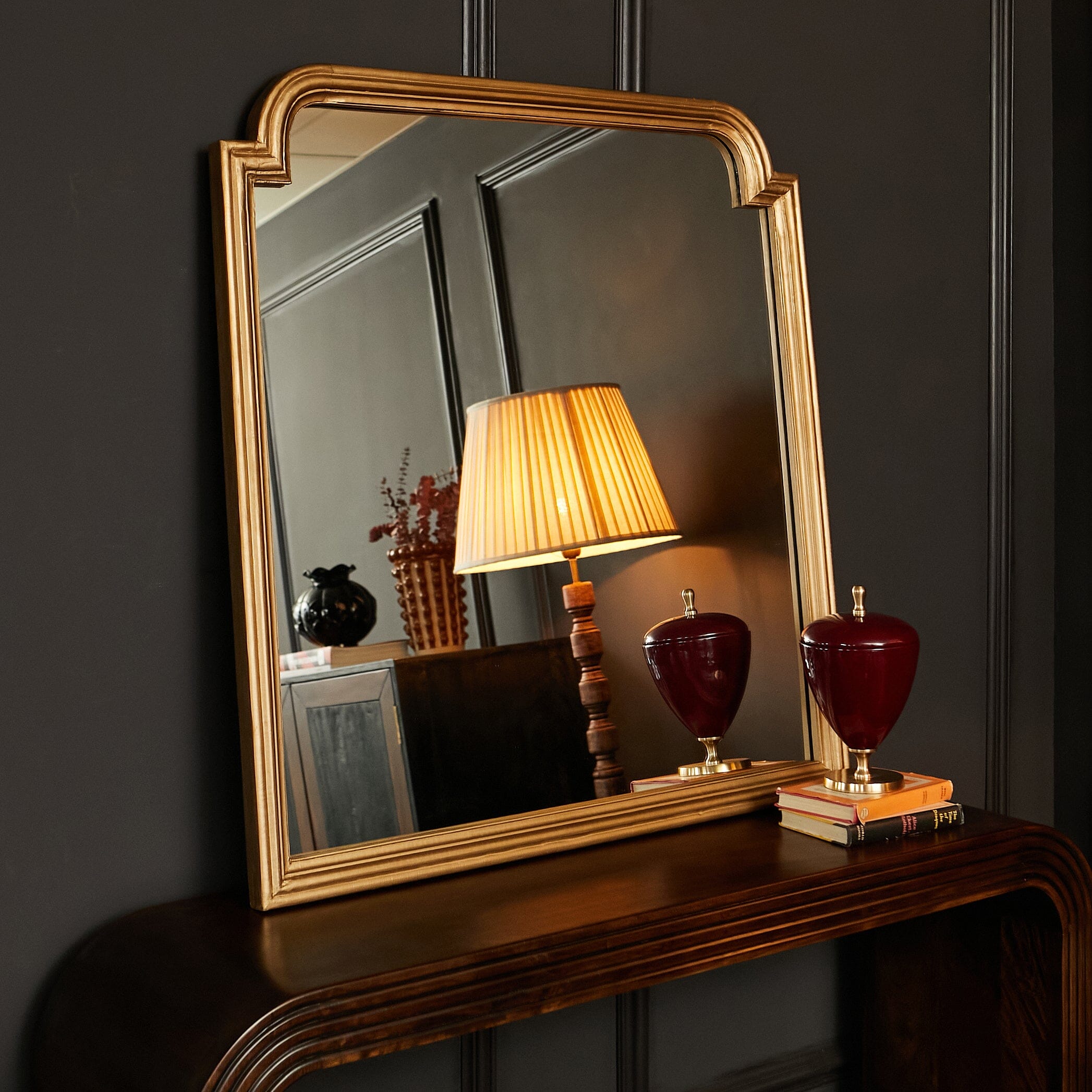 Oscar Mantle Mirror- Gold/ Black Finishes