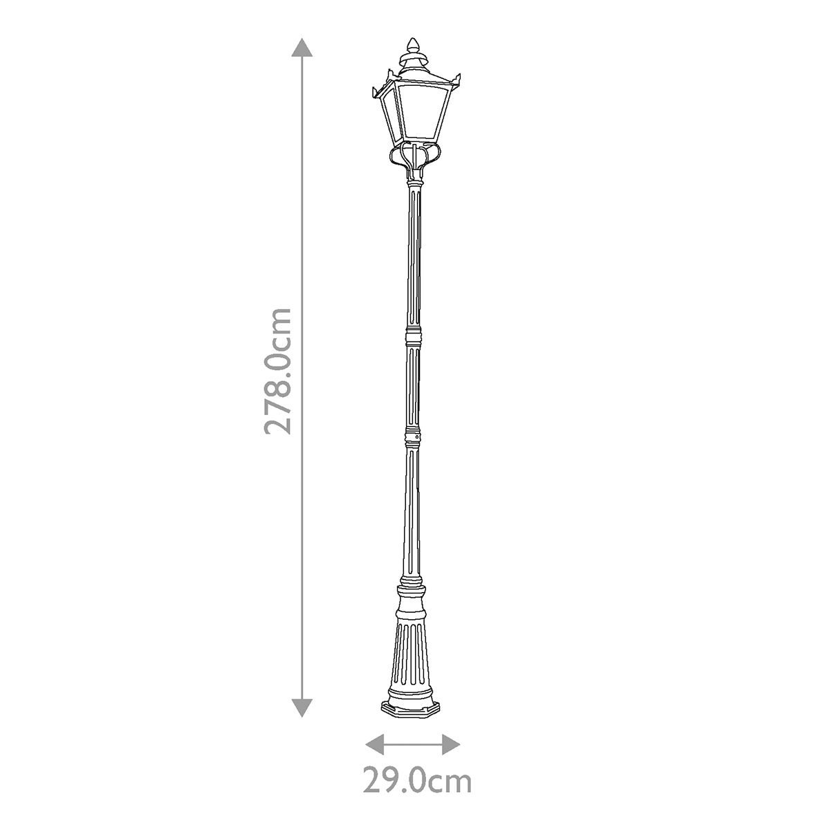 Grampian 1 Light Lamp Post - Black IP44 E27