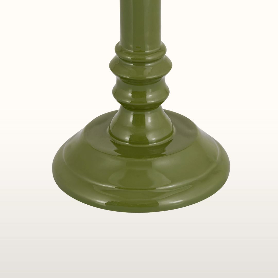 Green Enamel Table Lamp- Natural/ Green Lampshades