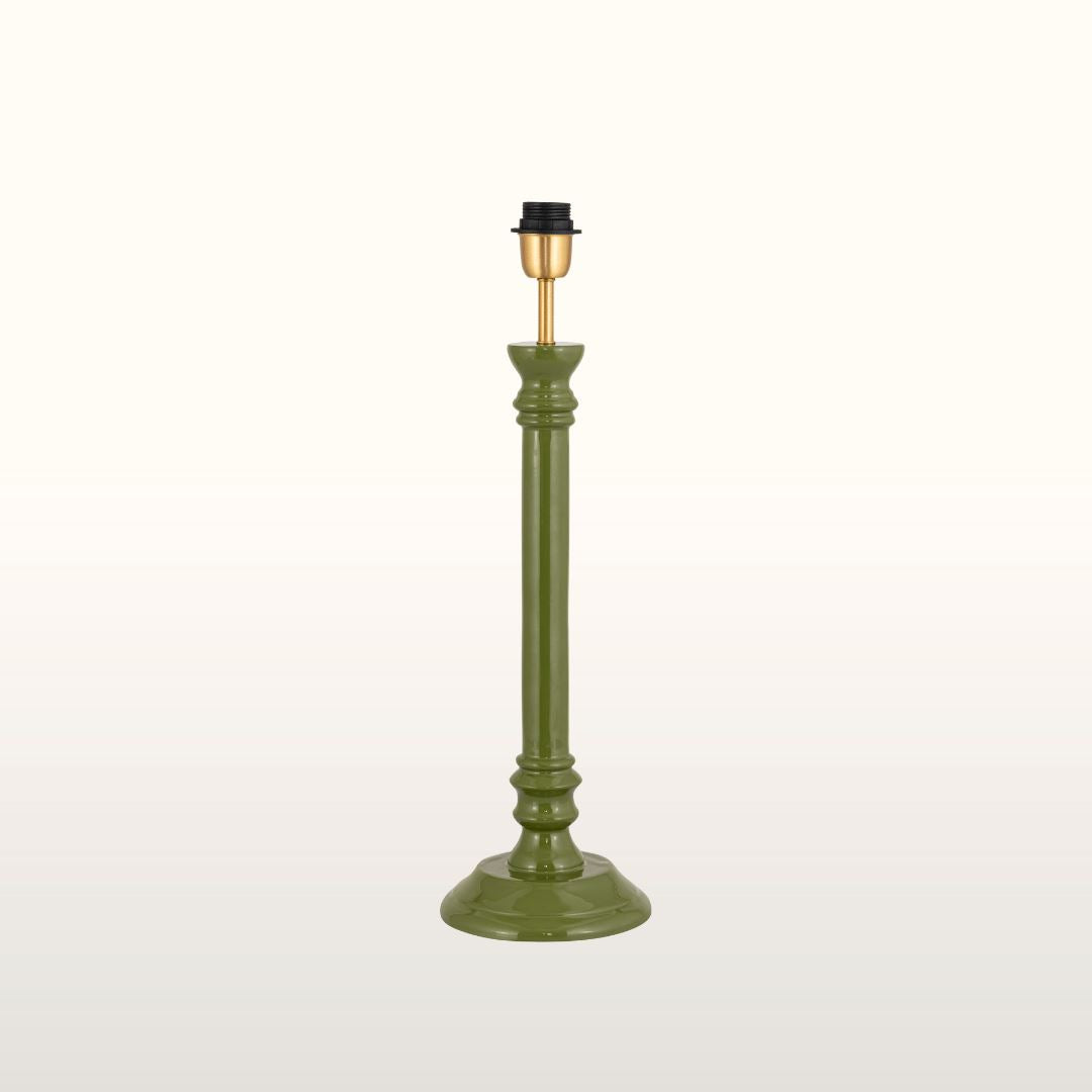 Green Enamel Table Lamp- Natural/ Green Lampshades