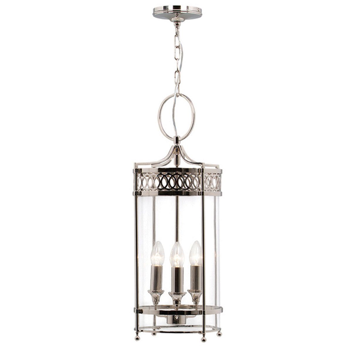 Guildhall 3Lt Lantern Ceiling Light - Polished Nickel/Dark Bronze Finish