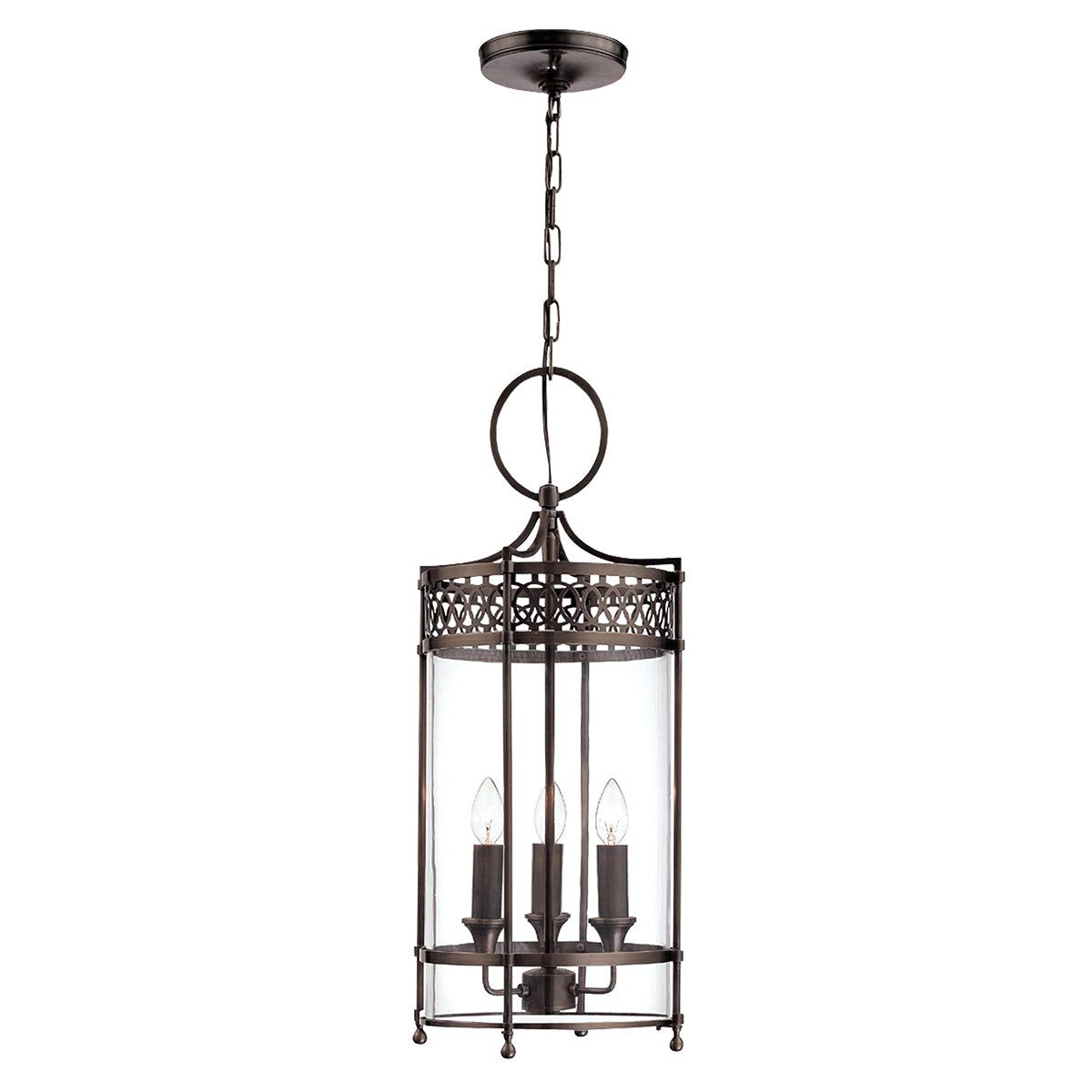 Guildhall 3Lt Lantern Ceiling Light - Polished Nickel/Dark Bronze Finish
