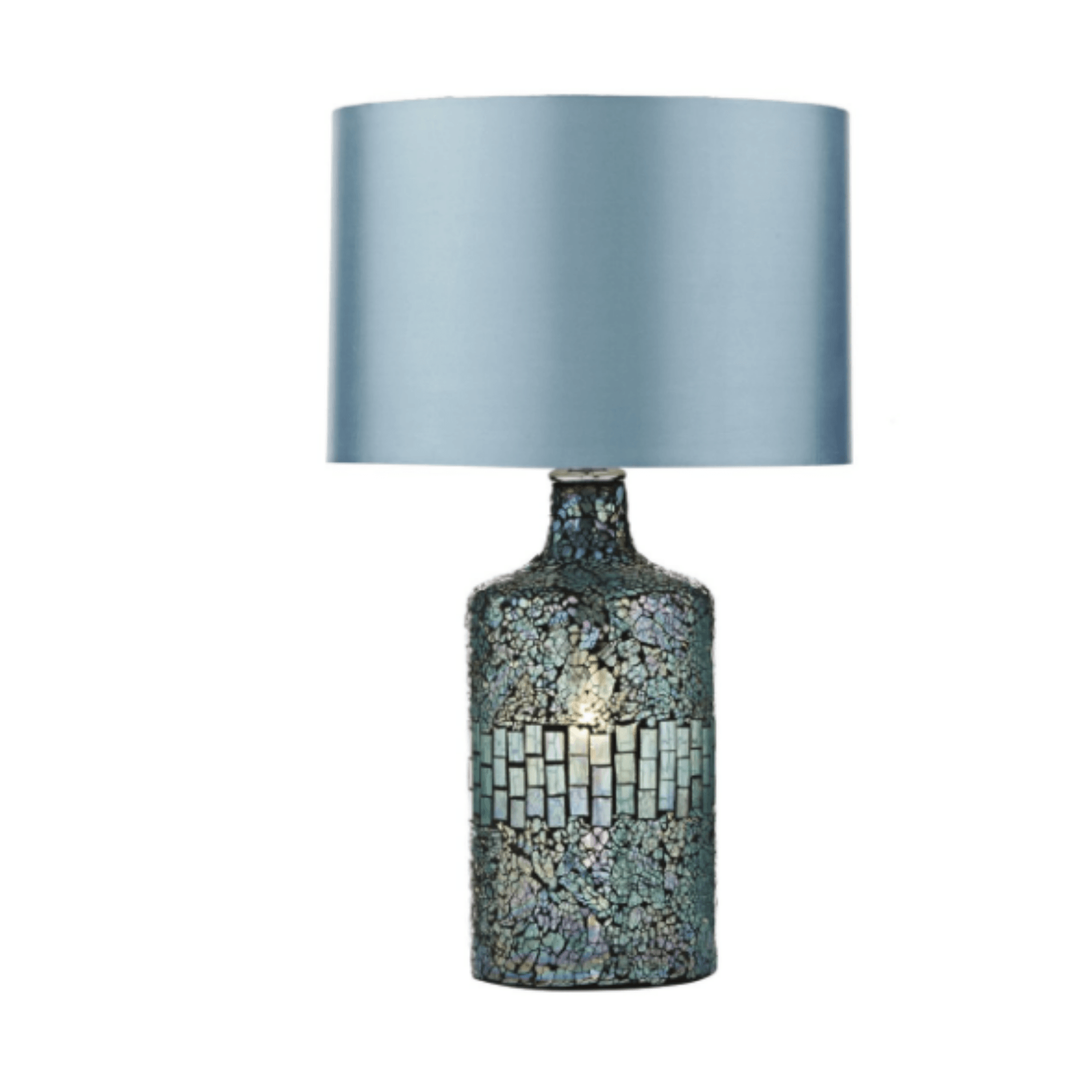 Dar Guru Table Lamp Blue Mosaic Dual Source complete with Shade - Cusack Lighting