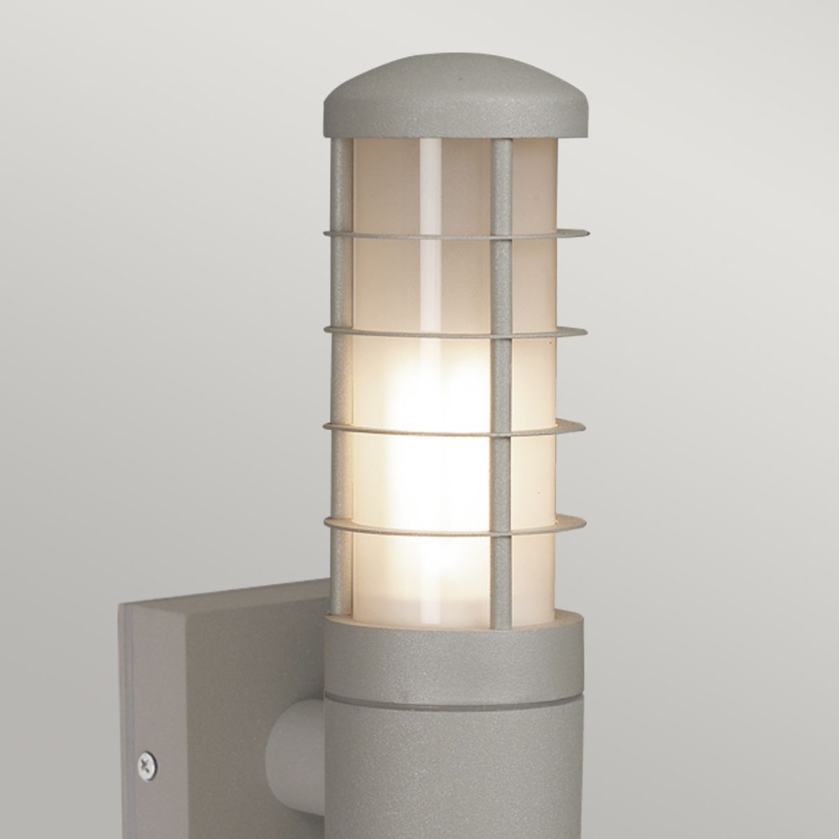 Beta 4-ring/Plain Outdoor Wall Lantern - Matt Silver/Brown Integrated LED IP54