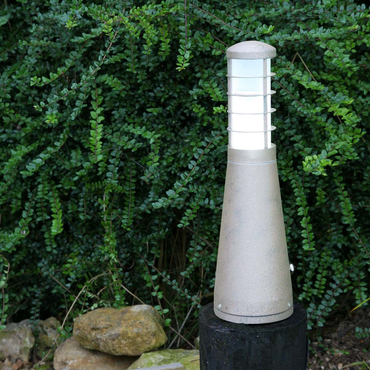 Beta Aluminium Ring/Plain Bollard - Aged Iron/Matt Silver Integrated LED IP54