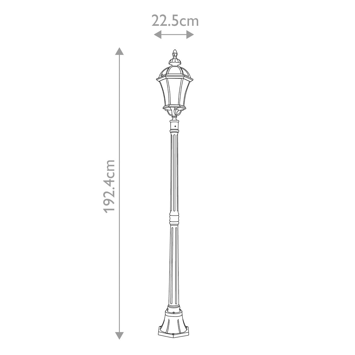 Ledbury 1 Light Lamp Post - Black IP44  E27