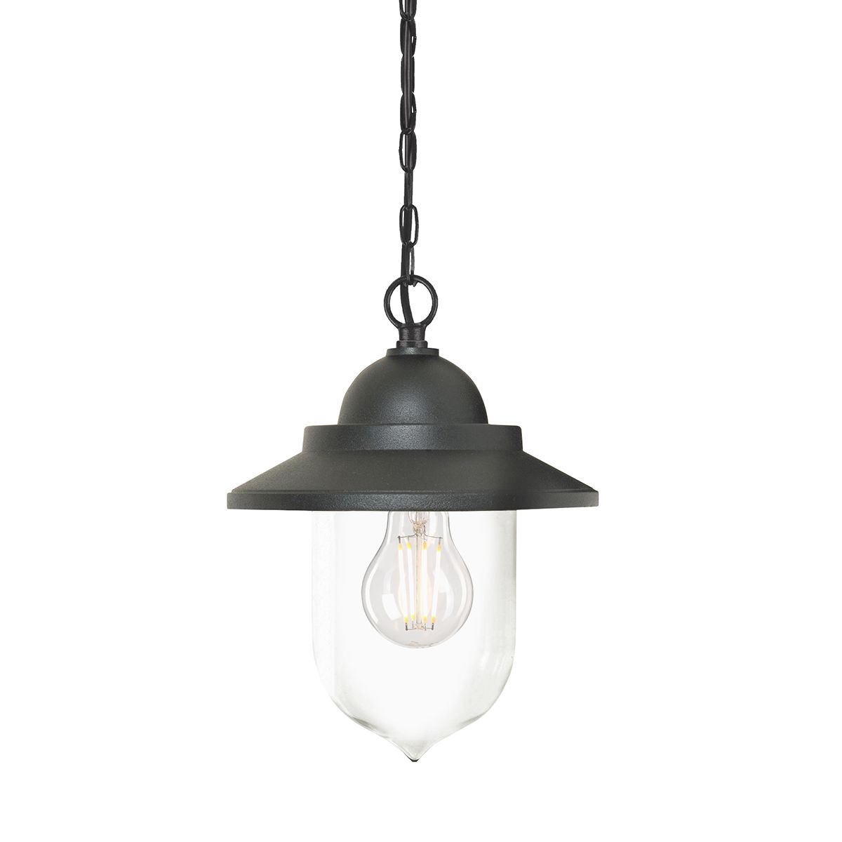 Sandown 1 Light Chain Lantern - Black IP44 E27