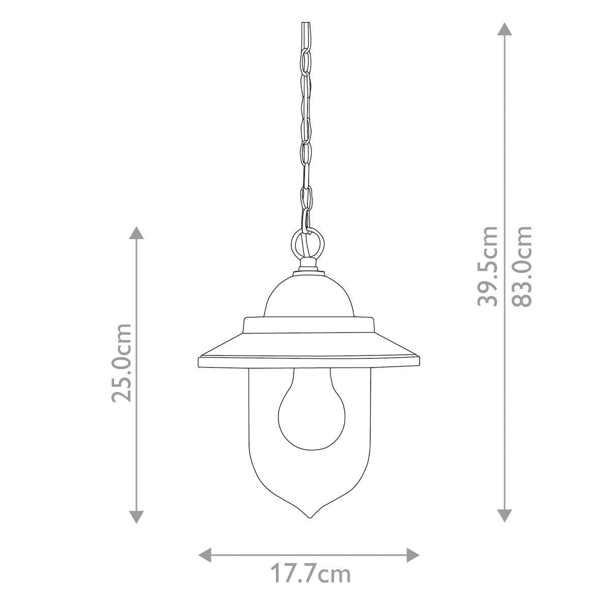 Sandown 1 Light Chain Lantern - Black IP44 E27