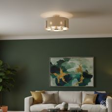 Hadden 4Lt Semi Flush Light- Satin Chrome/ Satin Brass