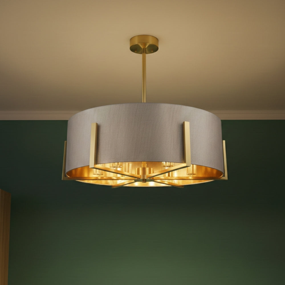 Hadden 6Lt Chandelier- Satin Brass/ Satin Chrome Finishes