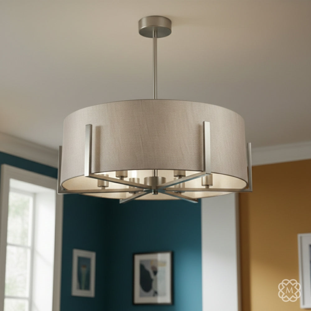 Hadden 6Lt Chandelier- Satin Brass/ Satin Chrome Finishes