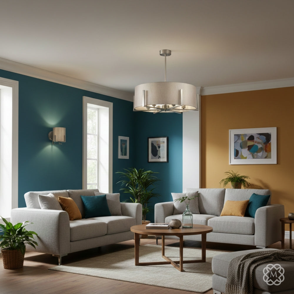 Hadden 6Lt Chandelier- Satin Brass/ Satin Chrome Finishes