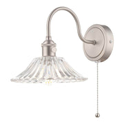 Dar 1lt Wall Light Antique Chrome With Clear Flared Glass shade - Cusack Lighting