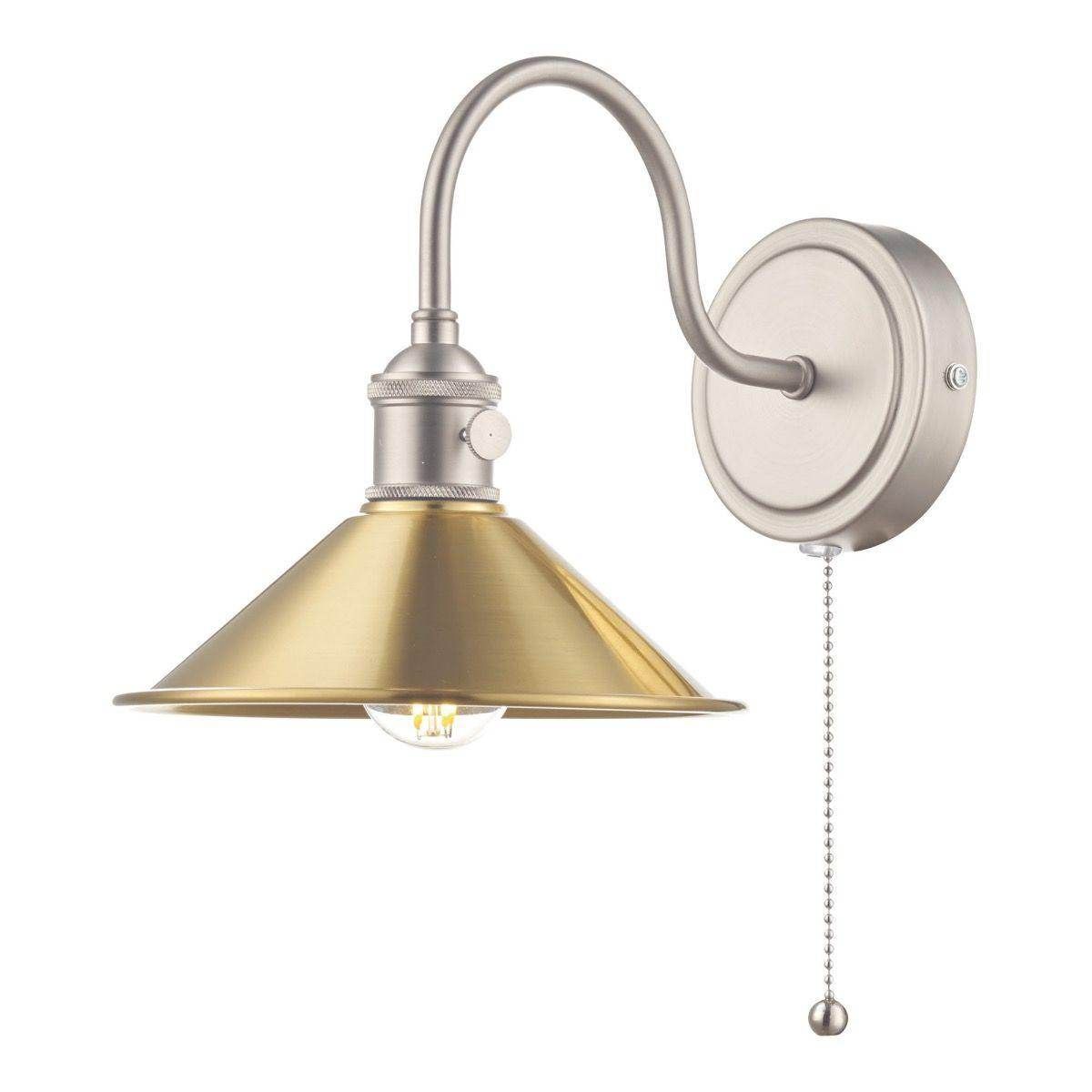 Dar Hadano - 1lt Wall Light Antique Chrome With Clear Flared Glass/Ribbed Glass/Antique Pewter Shade/Aged Brass Shade/Clear Ribbed Glass Shade