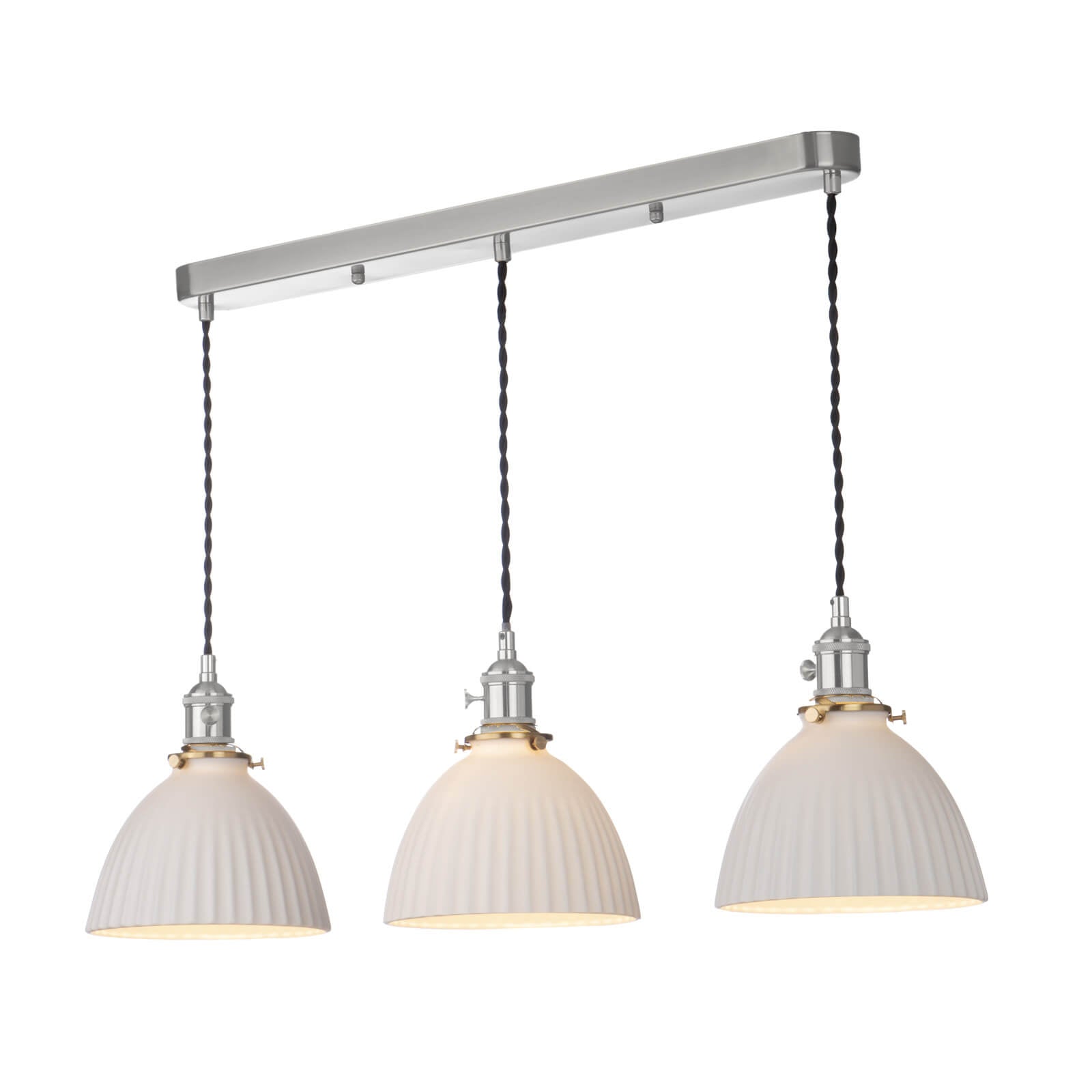 Hadano 3 Light Kitchen Light Antique Chrome & Ceramic -  Various Shapes