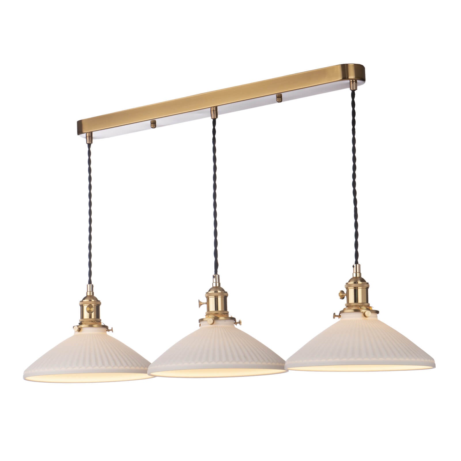 Hadano 3 Light Kitchen Light Antique Chrome & Ceramic -  Various Shapes