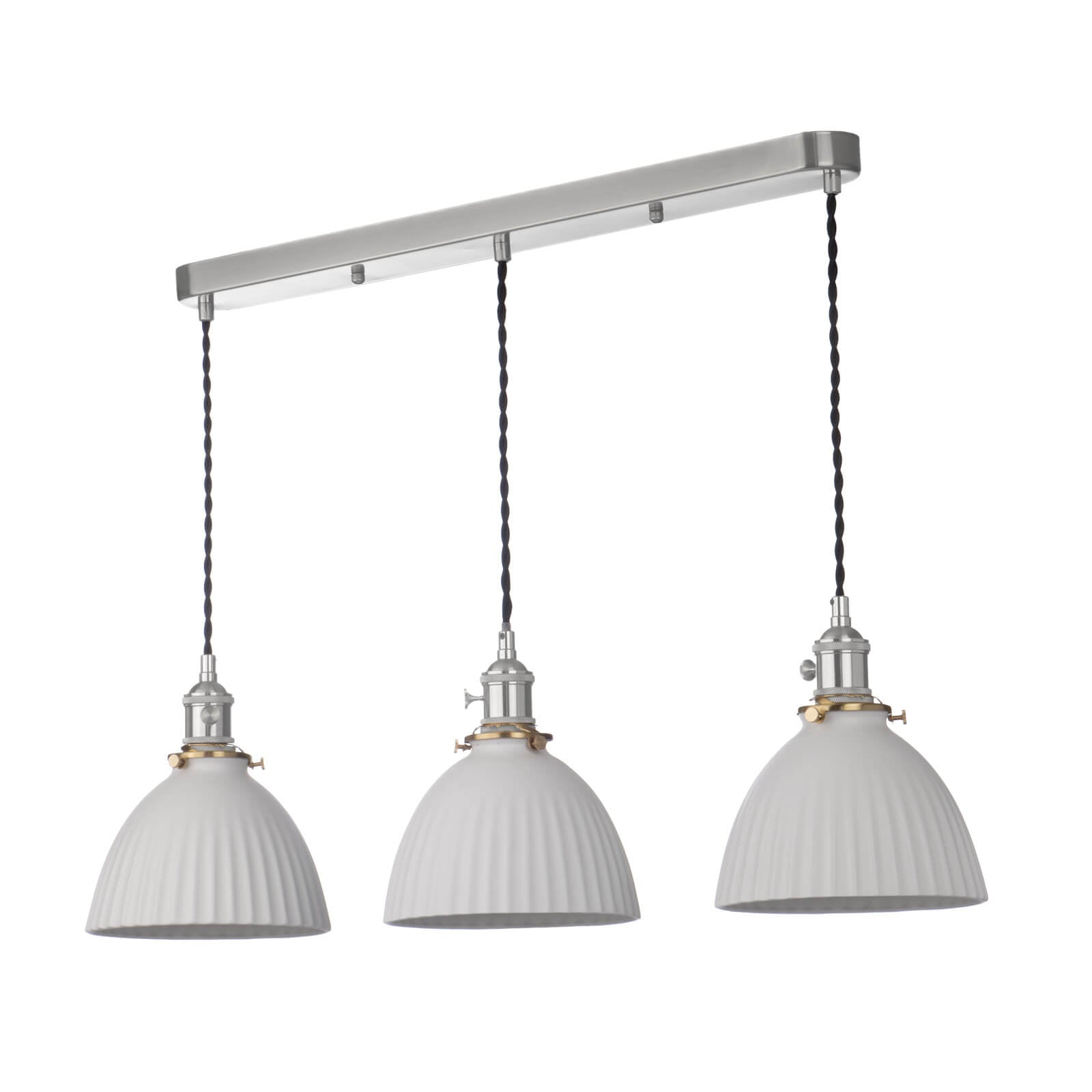 Hadano 3 Light Kitchen Light Antique Chrome & Ceramic -  Various Shapes
